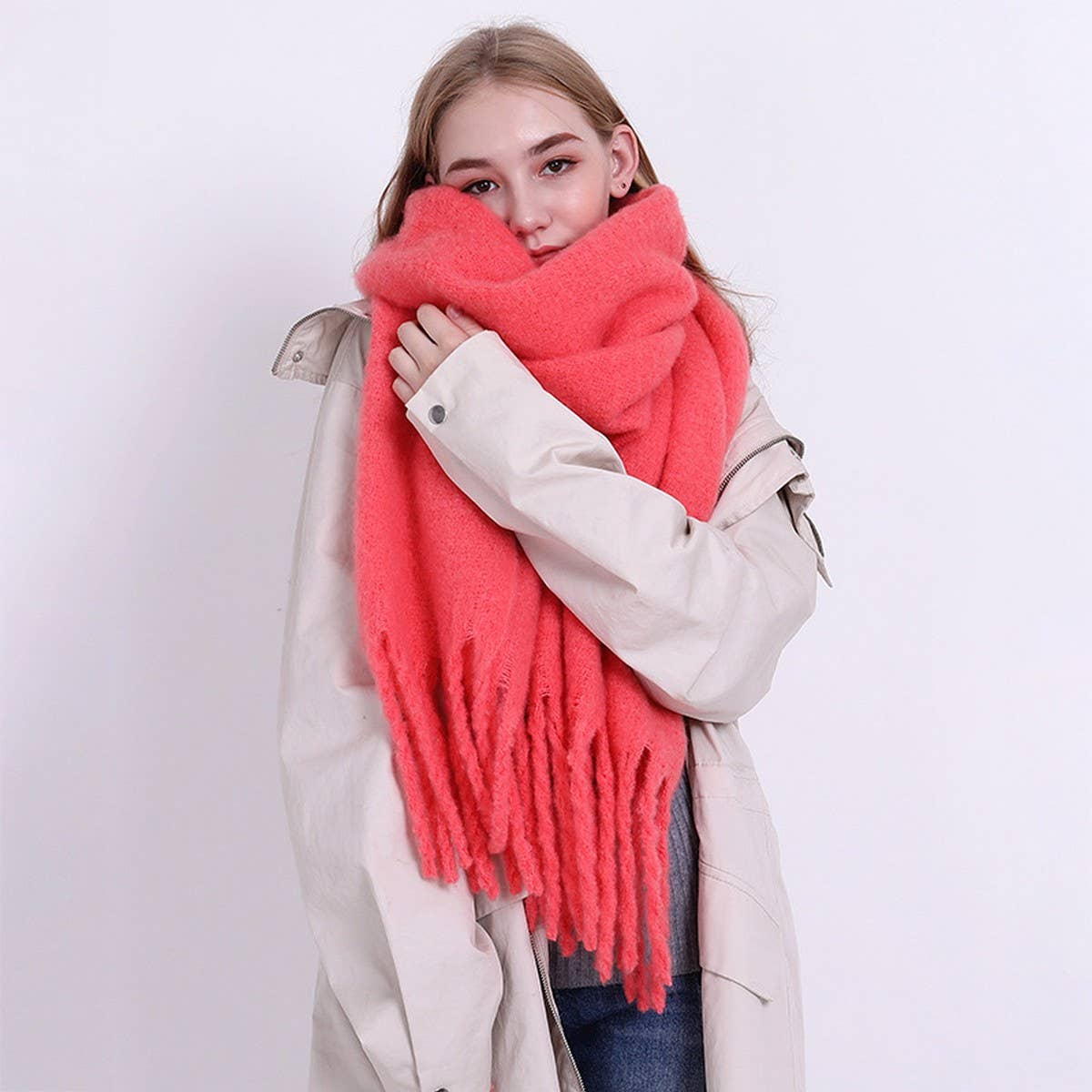 Green Classic Fringe Scarf