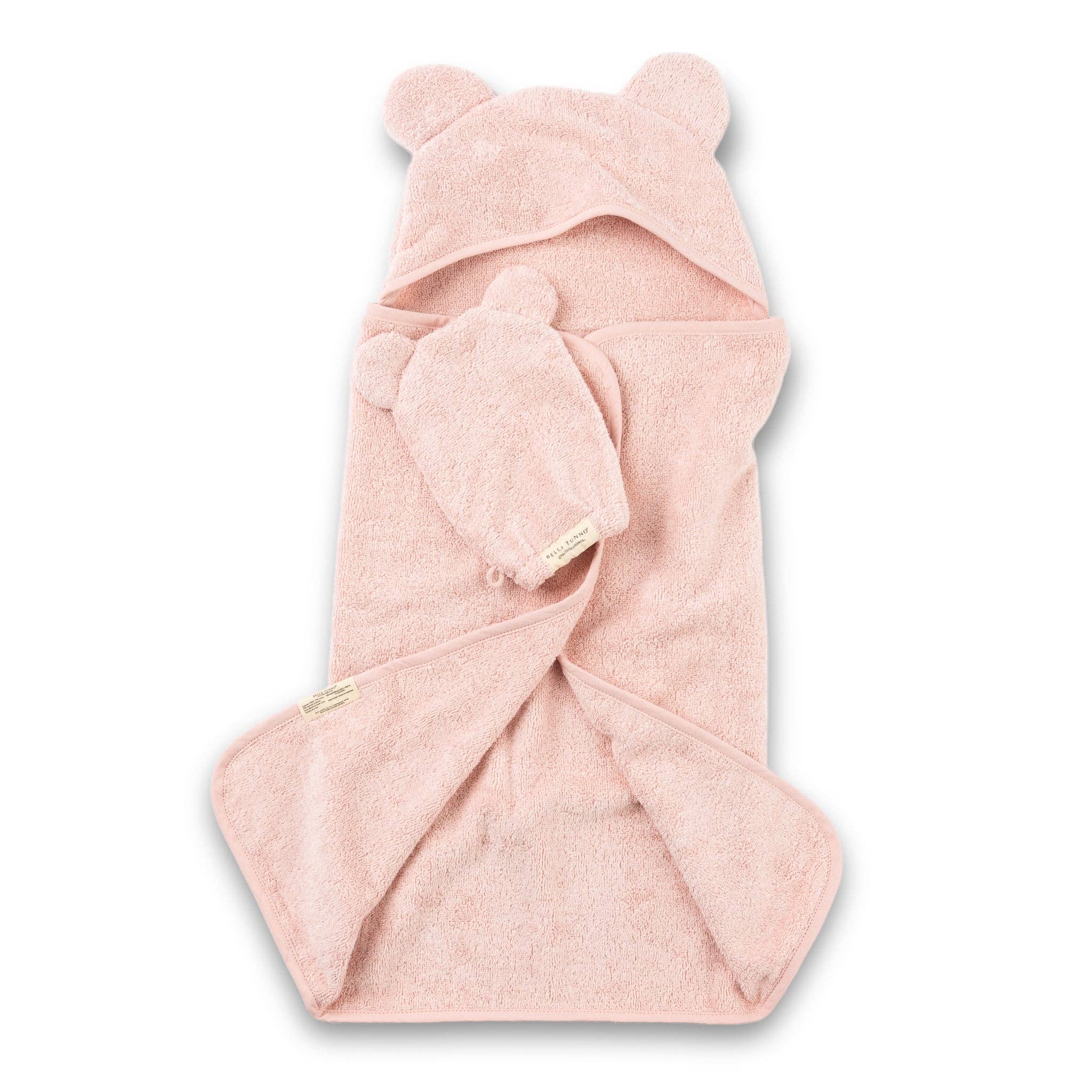 Hooded Towel + Wash Mitt Set Blush - Pink