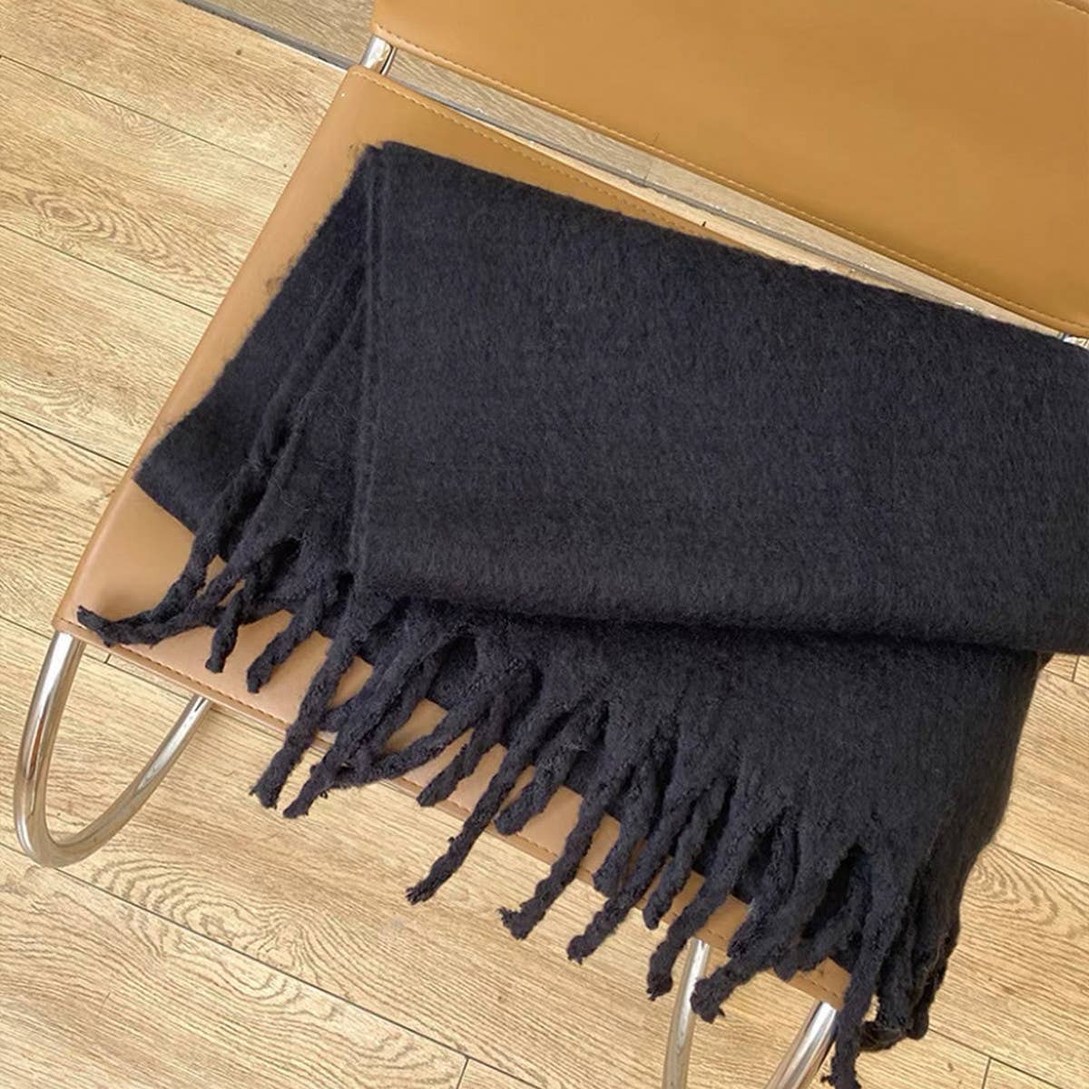 Black Soft Mohair Feel Scarf