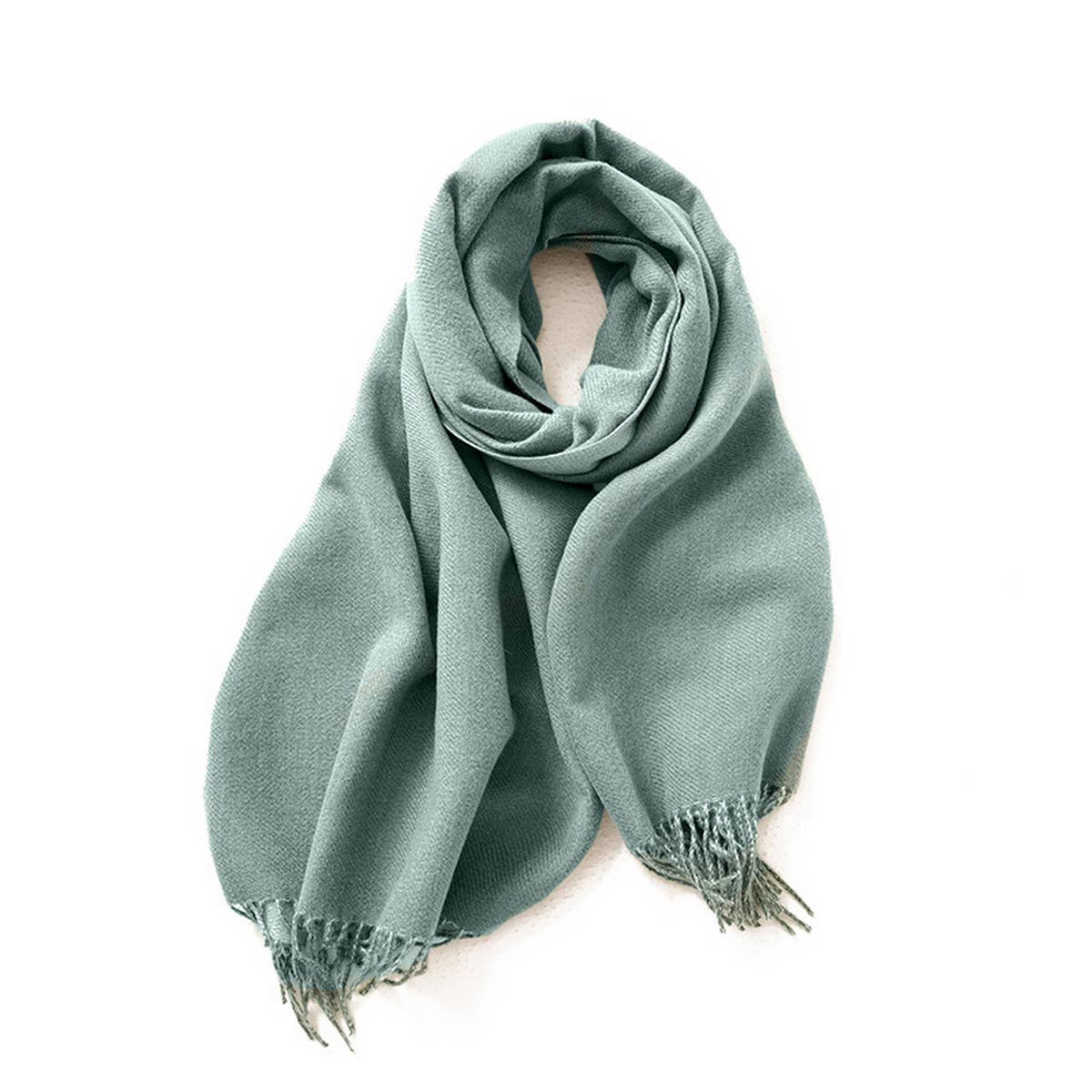 Dark Green Soft Faux Cashmere with Tassels