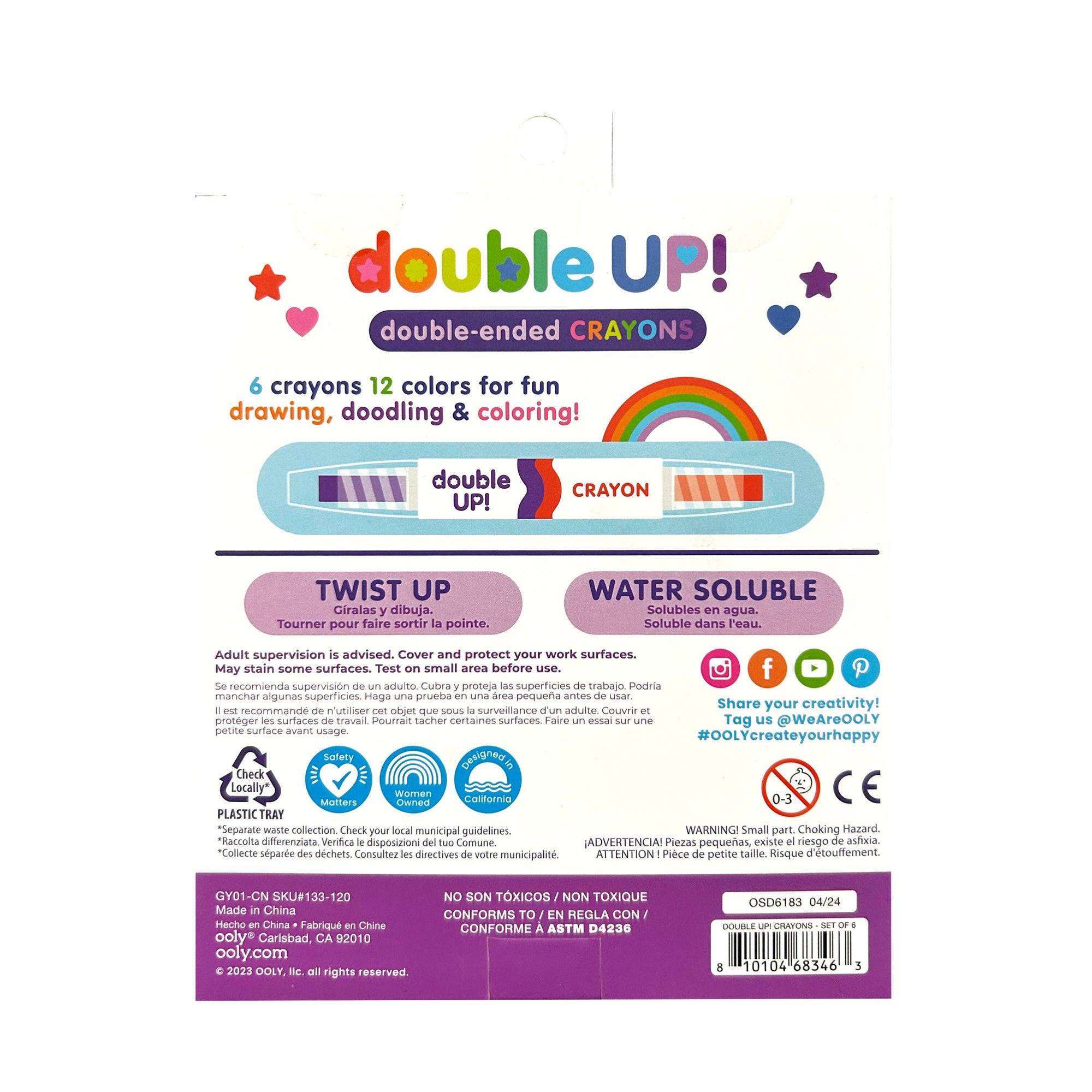 Double Up!: Double-Ended Crayons (Set of 6 / 12 Colors)