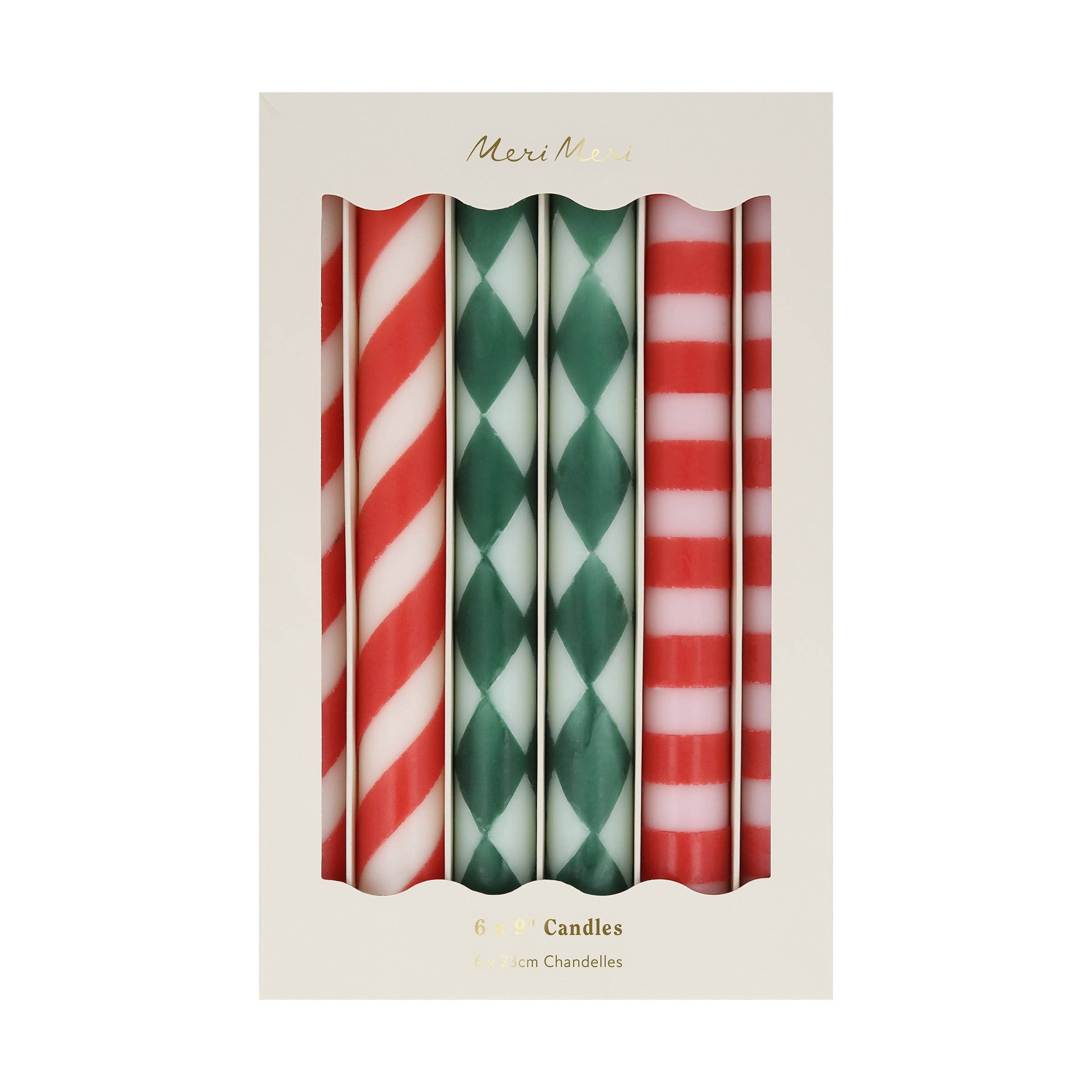 Festive Stripe Table Candles