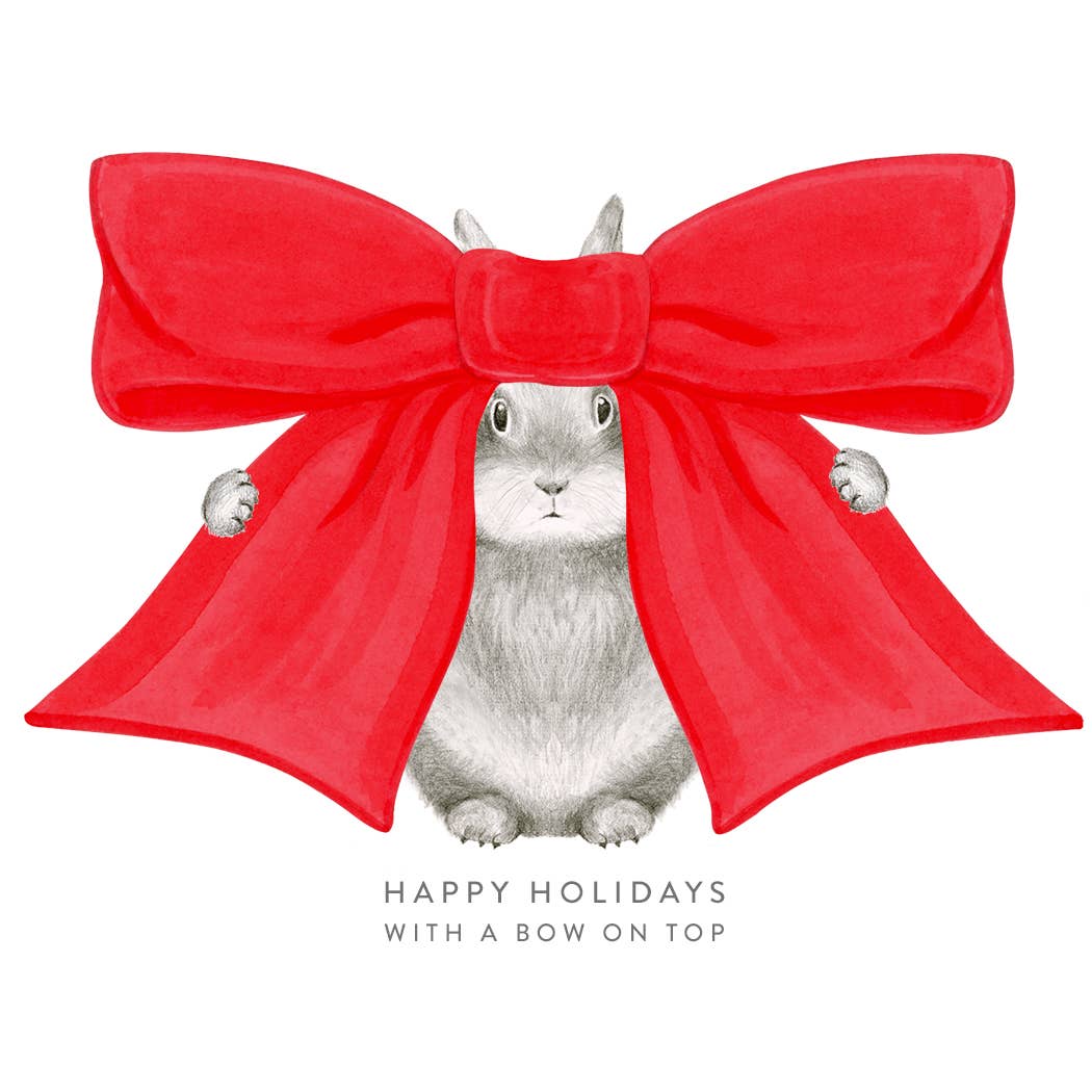 Happy Holidays with Bow on Top Card