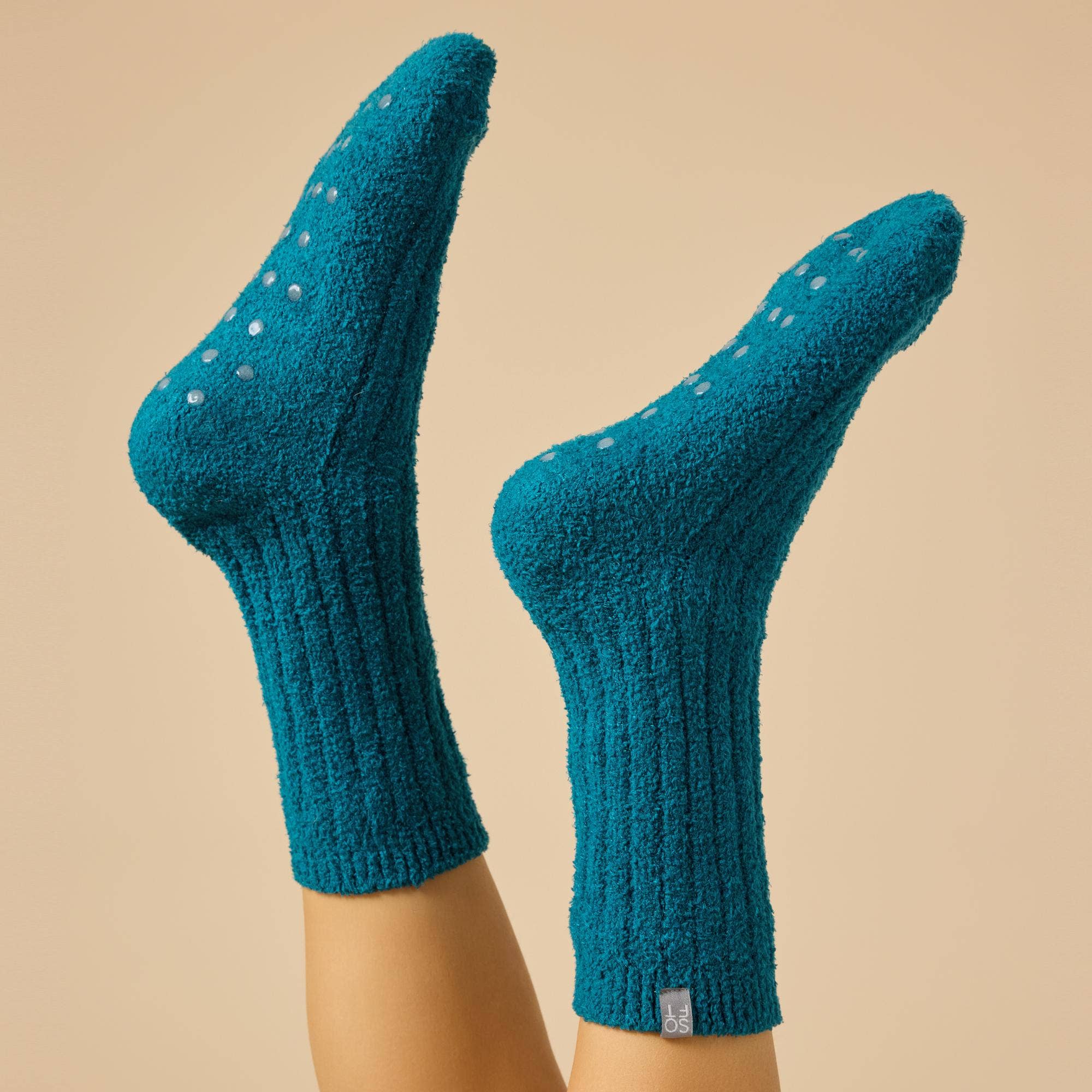 Cozy Marshmallow Crew Socks with Grippers for Women