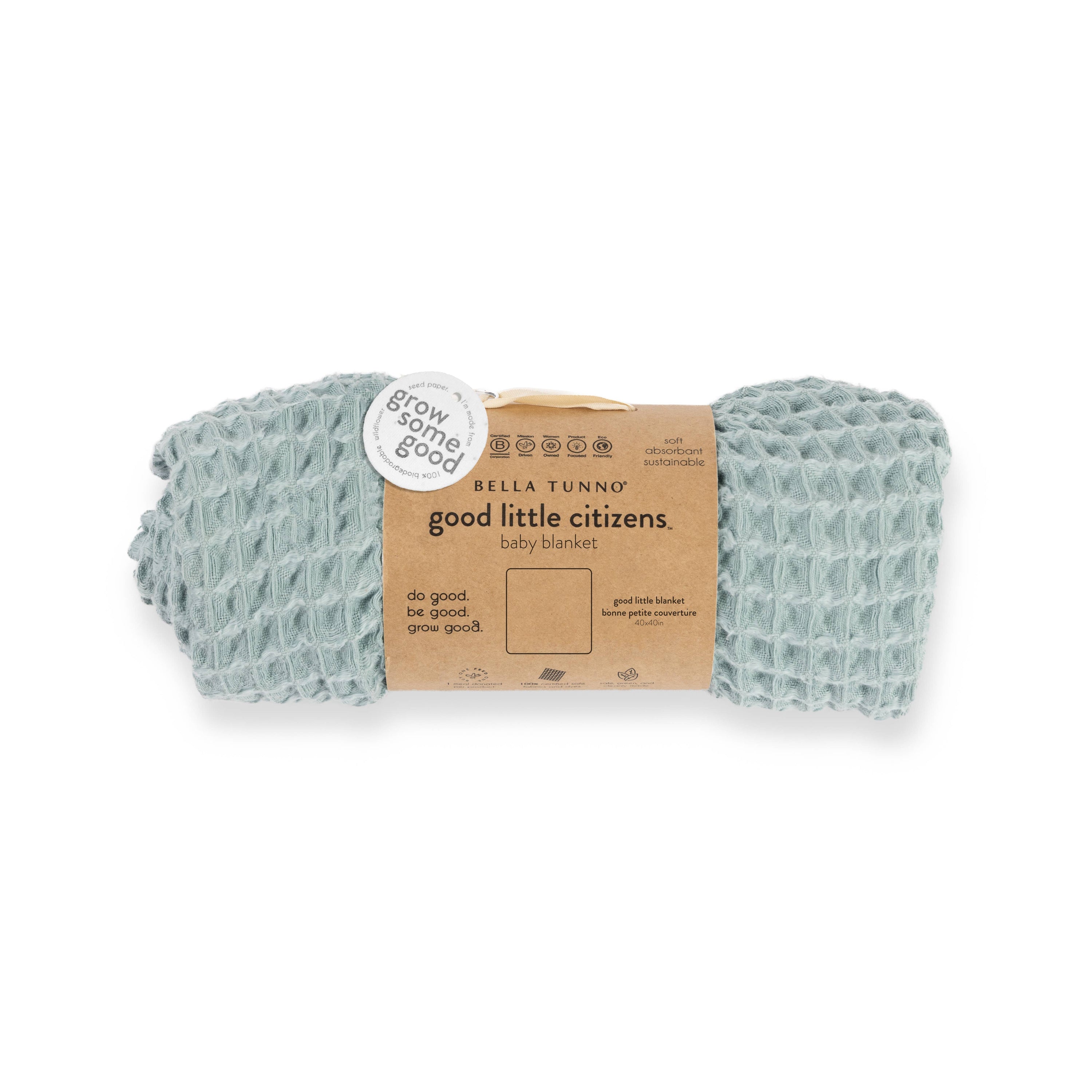 Waffle Baby Blanket Rain - Blue