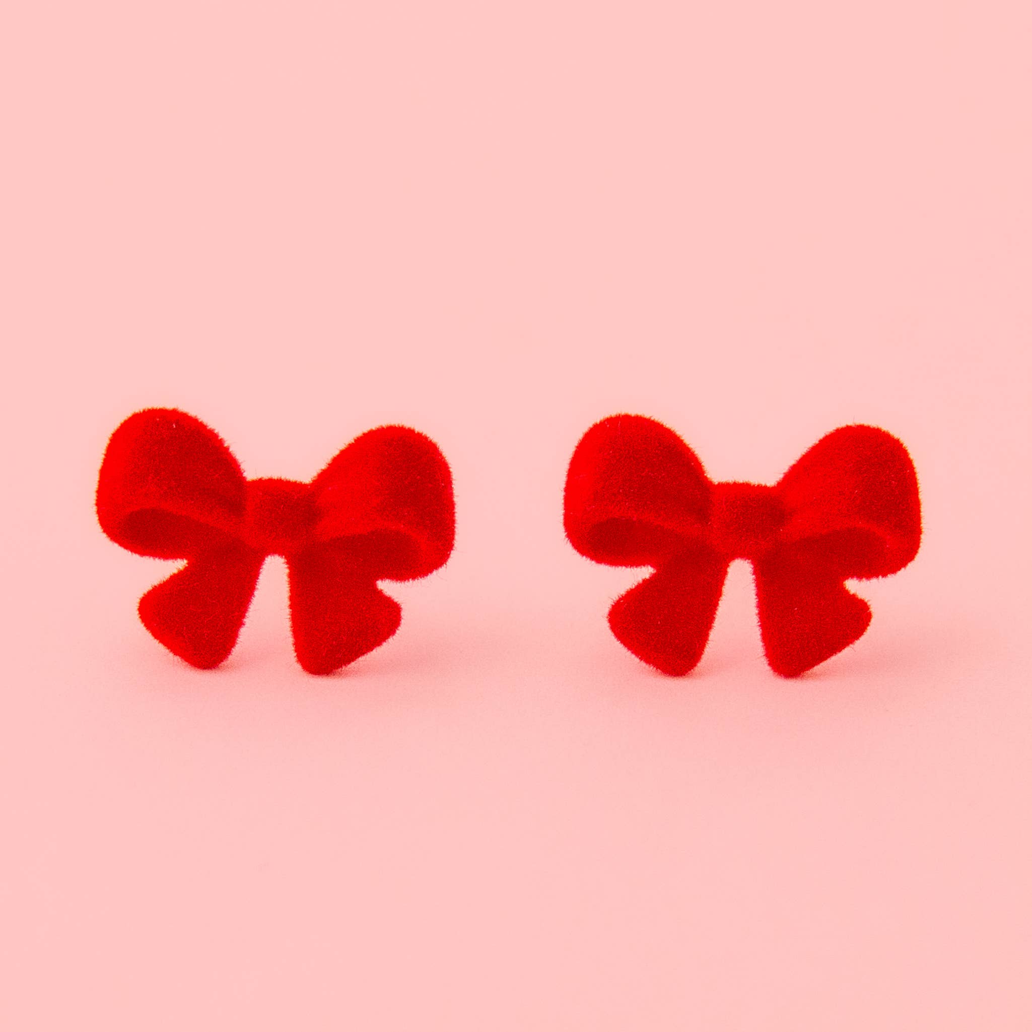 Flocked Bow Earring | Red