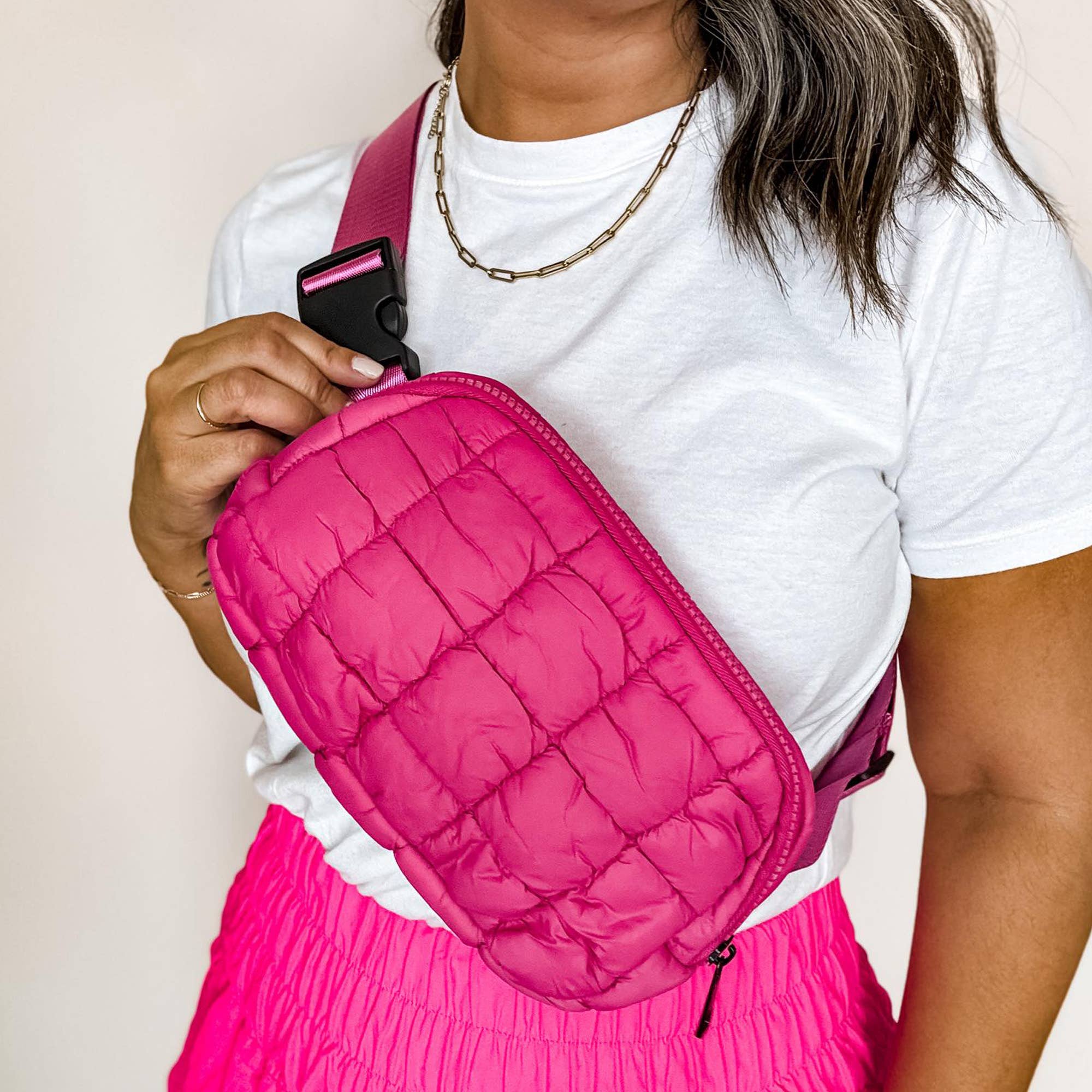 Puffy Neon Pink Belt Bag