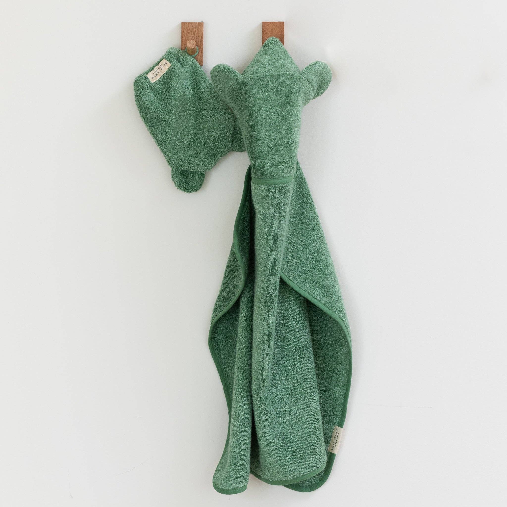 Hooded Towel + Wash Mitt Set Sea Foam - Green
