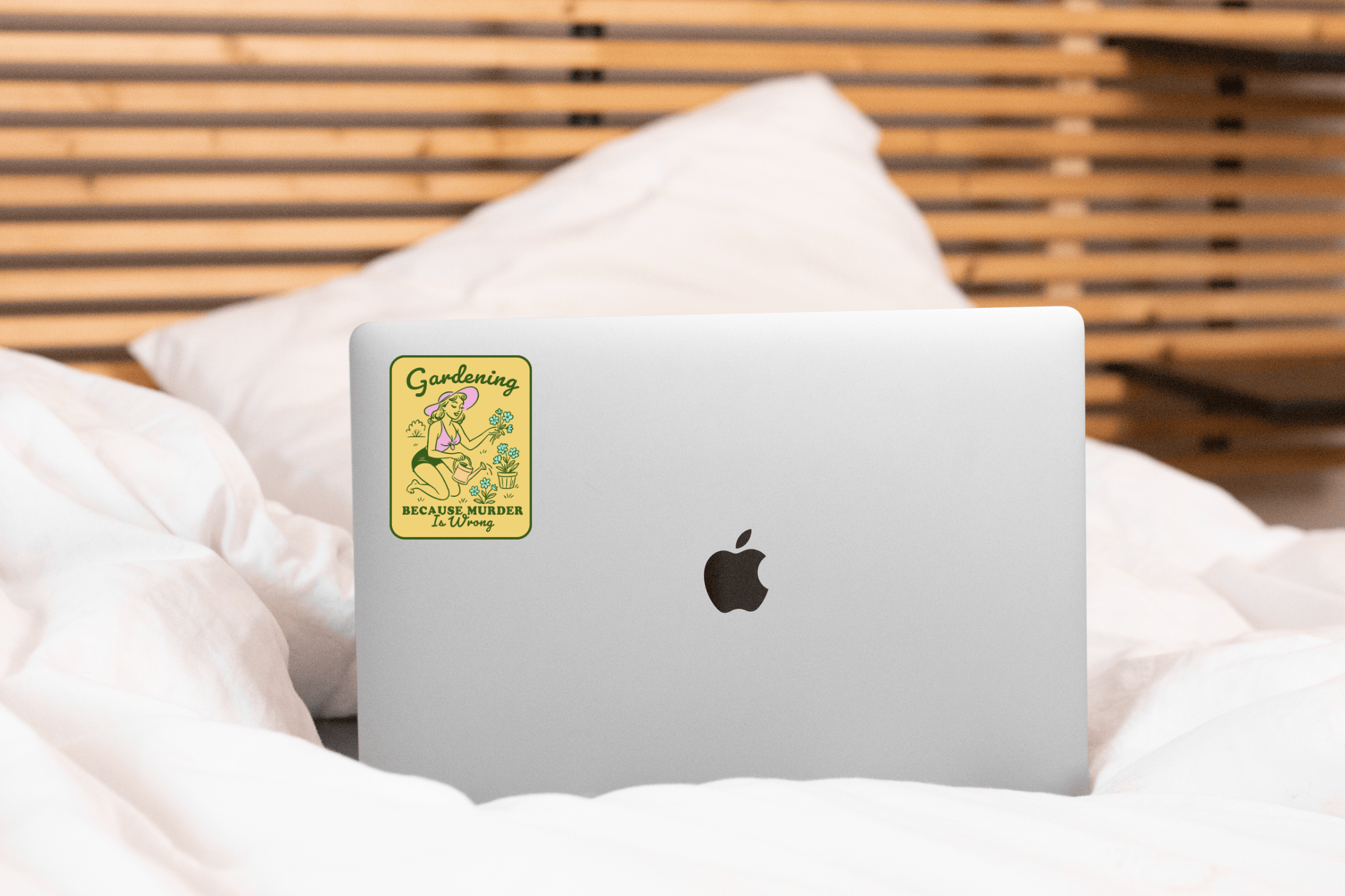 Gardening Because Murder Is Wrong Sticker - vintage, retro