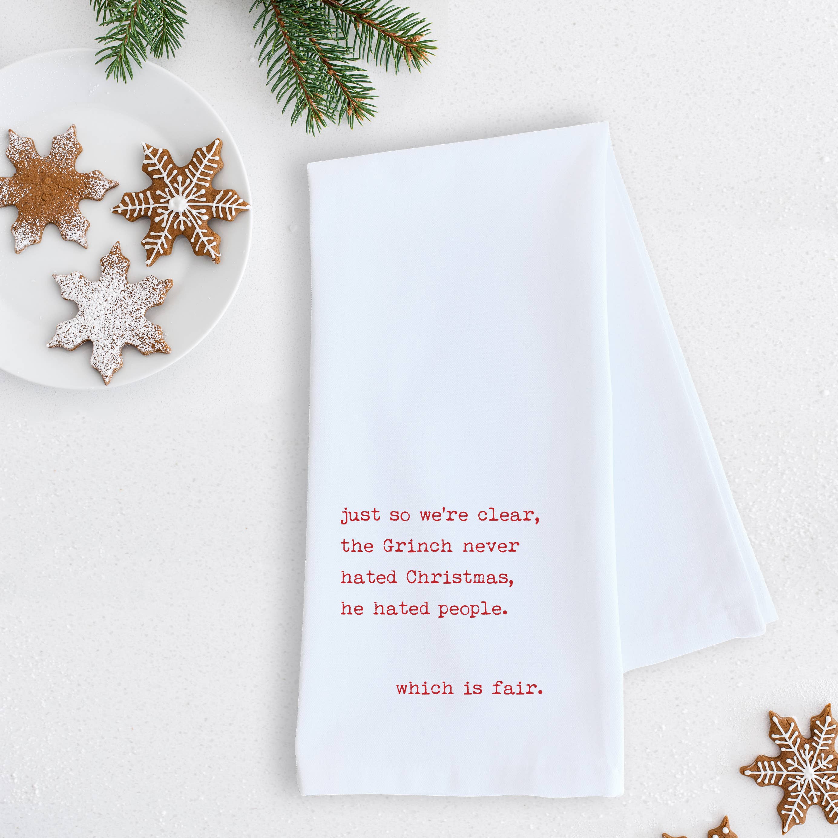 The Grinch Never Hated Christmas Tea Towel