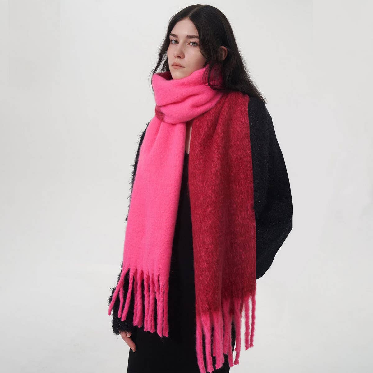 Yellow Double Color Faux Cashmere Scarf