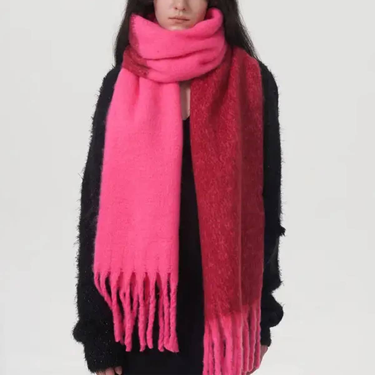 Yellow Double Color Faux Cashmere Scarf