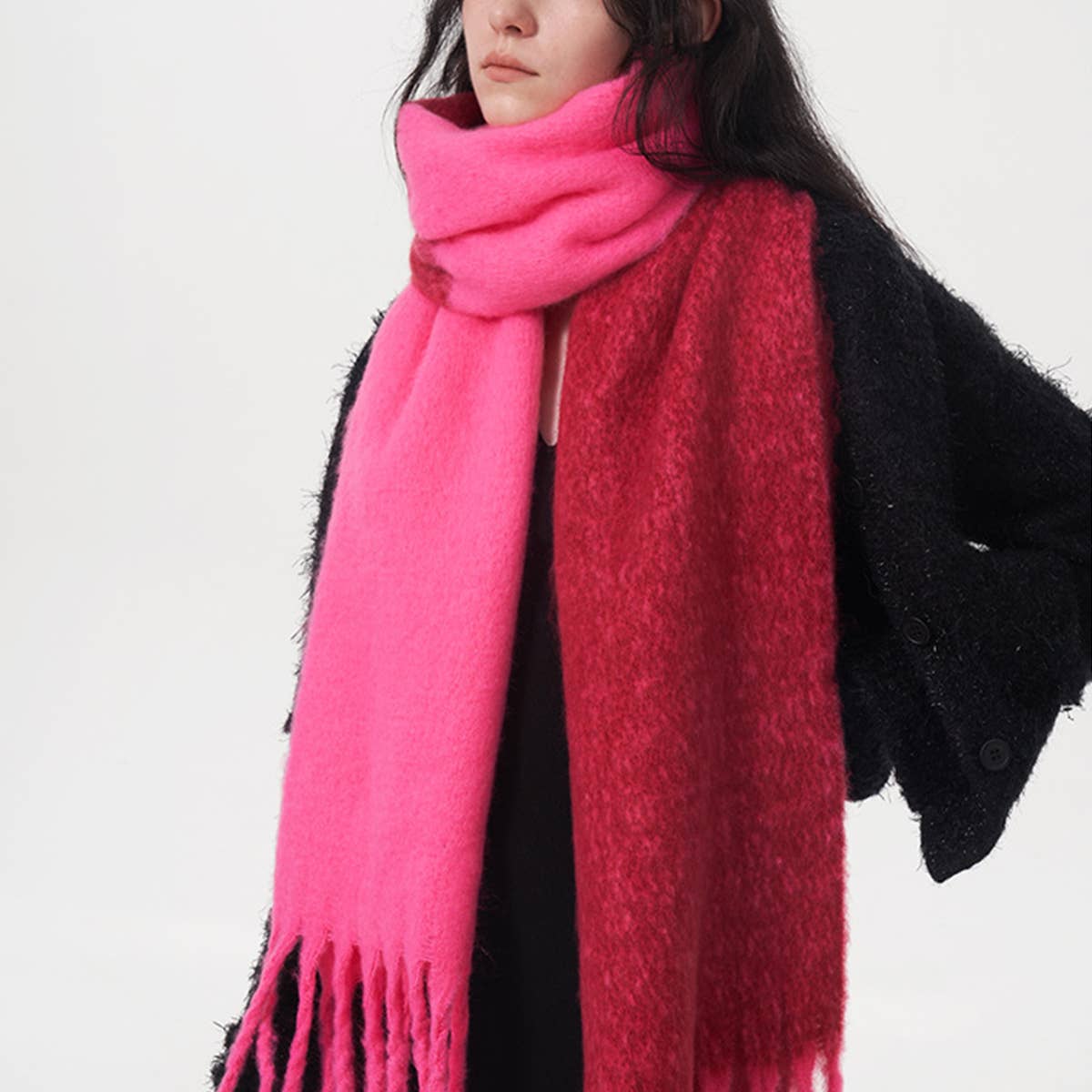 Yellow Double Color Faux Cashmere Scarf