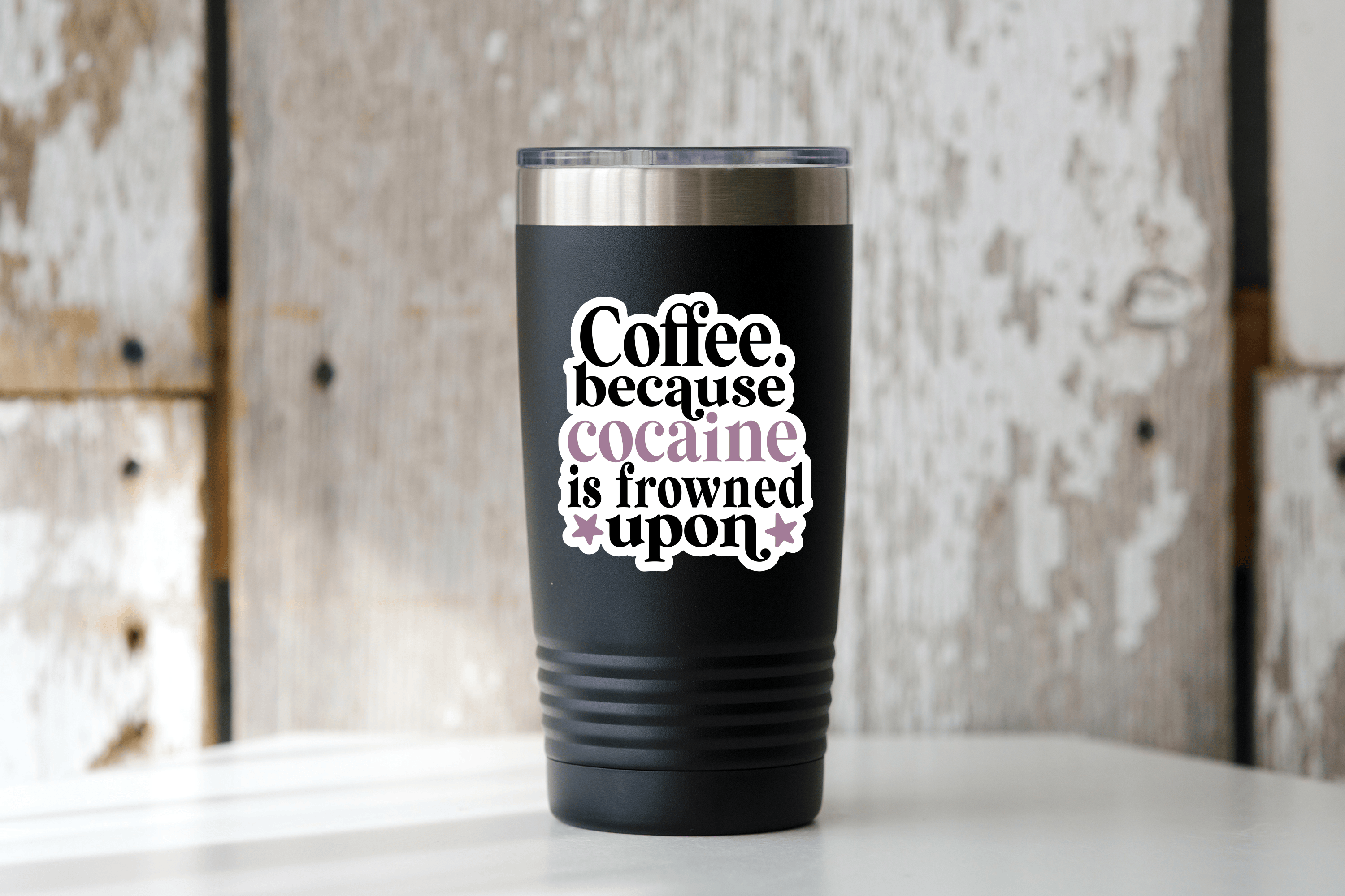 Coffee Because Cocaine is Frowned Upon Sticker - cafe, shop