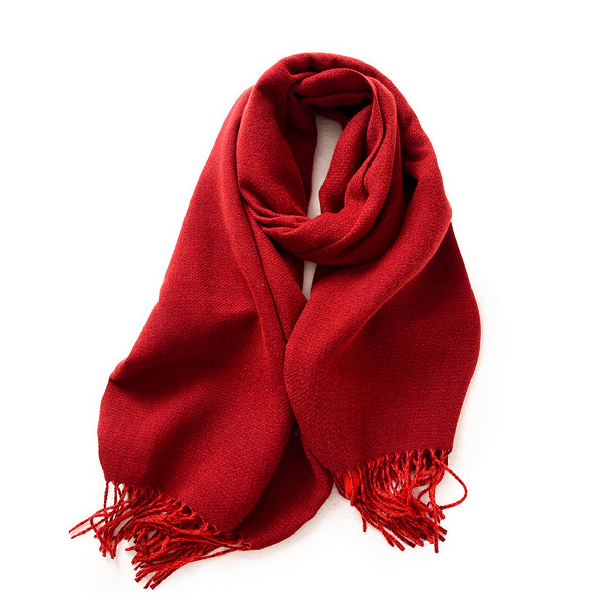 Wine Soft Faux Cashmere with Tassels