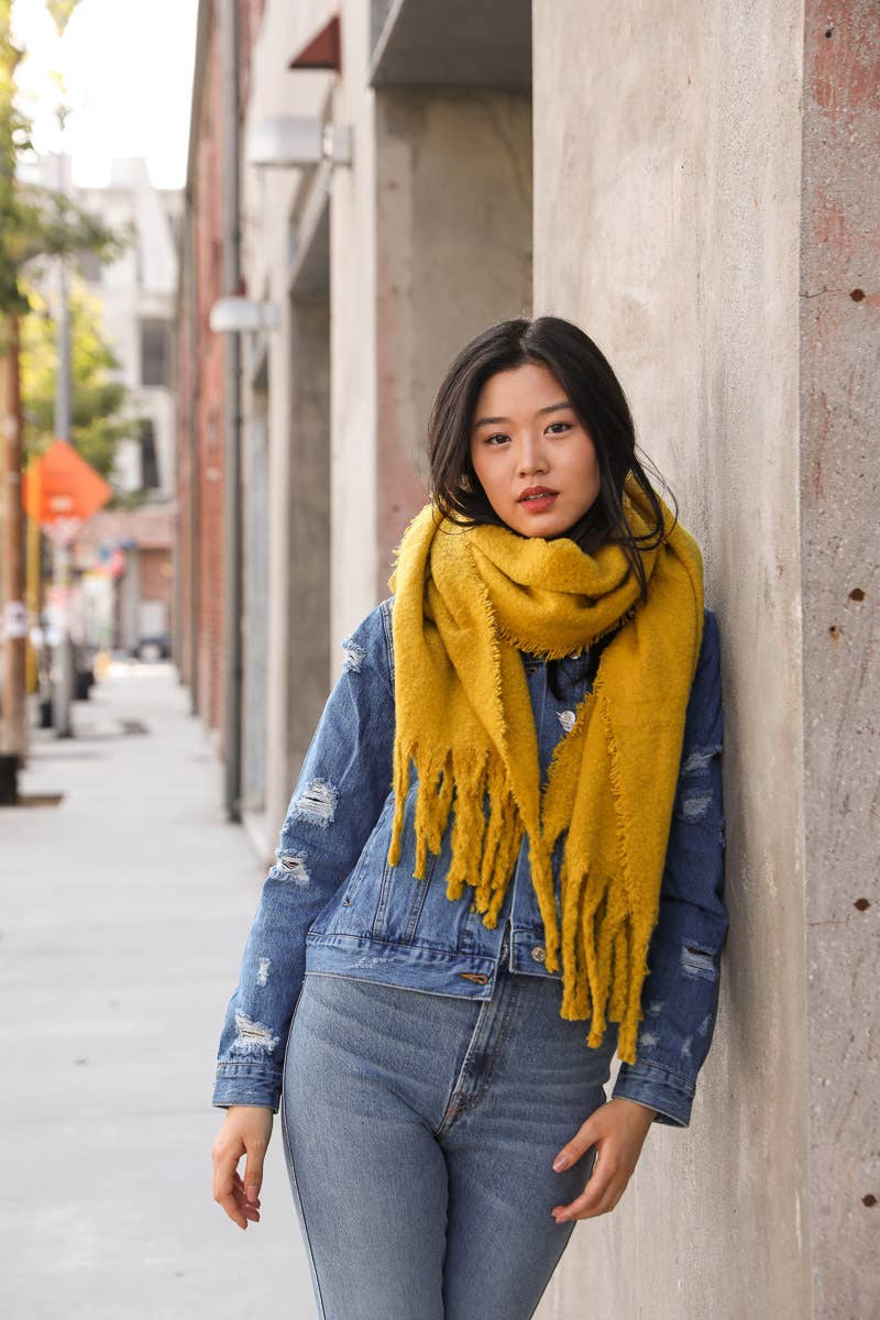 Mustard Mohair Blanket Scarf