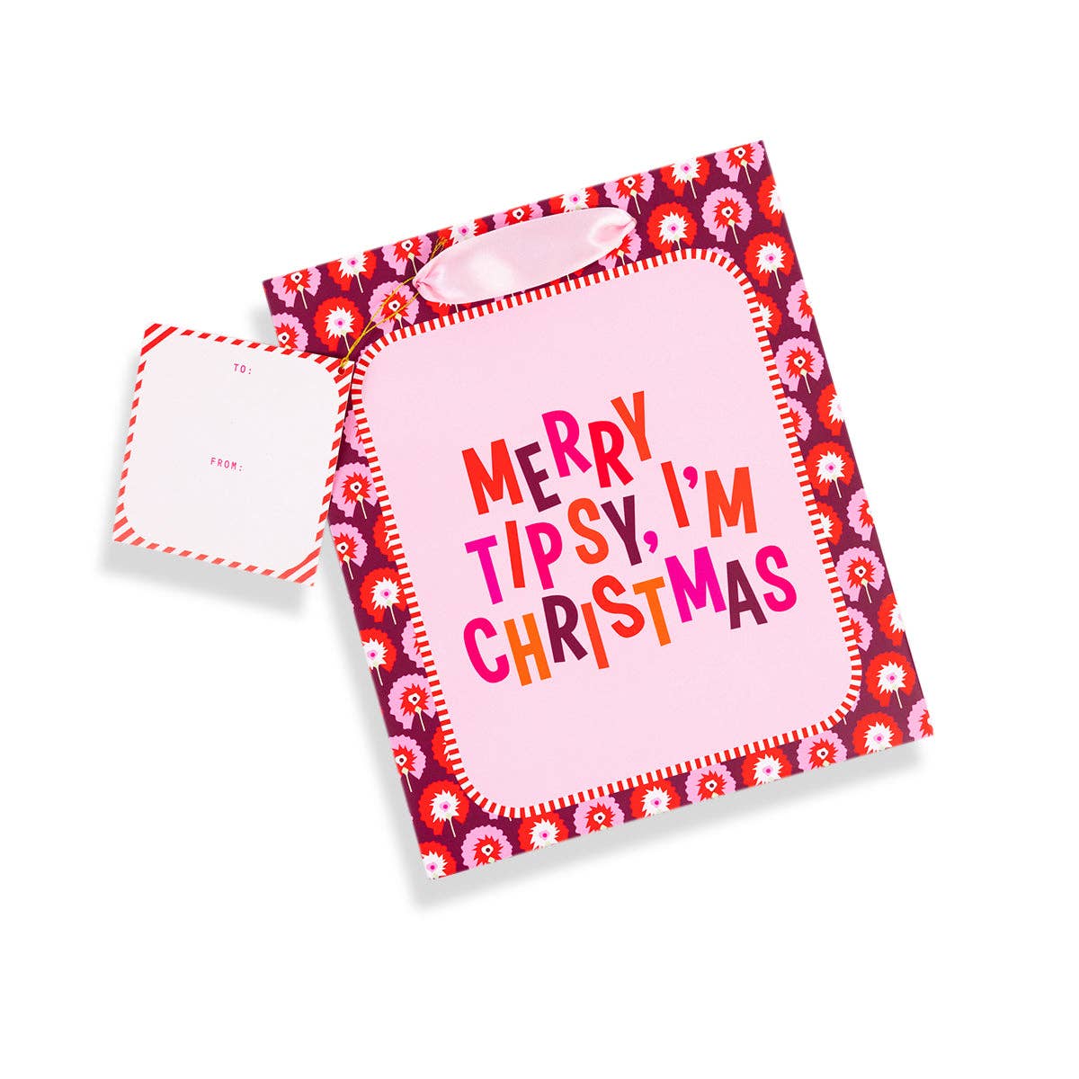 Large Merry Tipsy Holiday Gift Bag