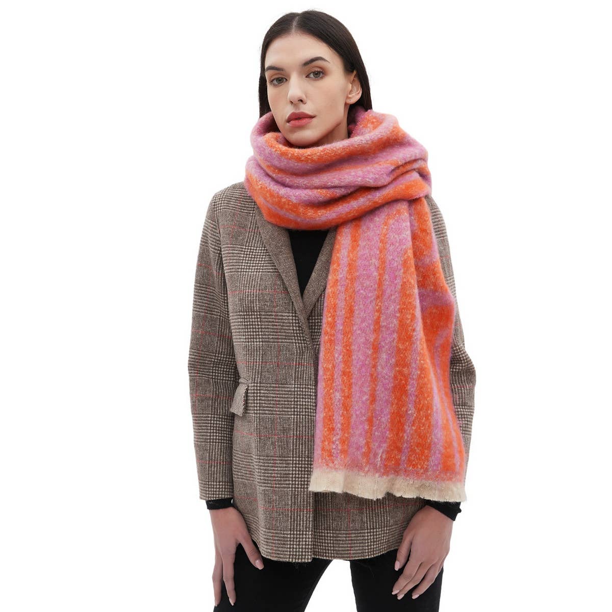 Grey Geometric Loop Scarf