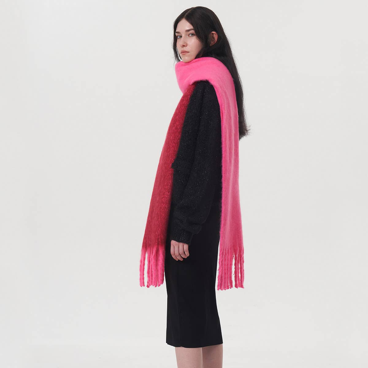Yellow Double Color Faux Cashmere Scarf