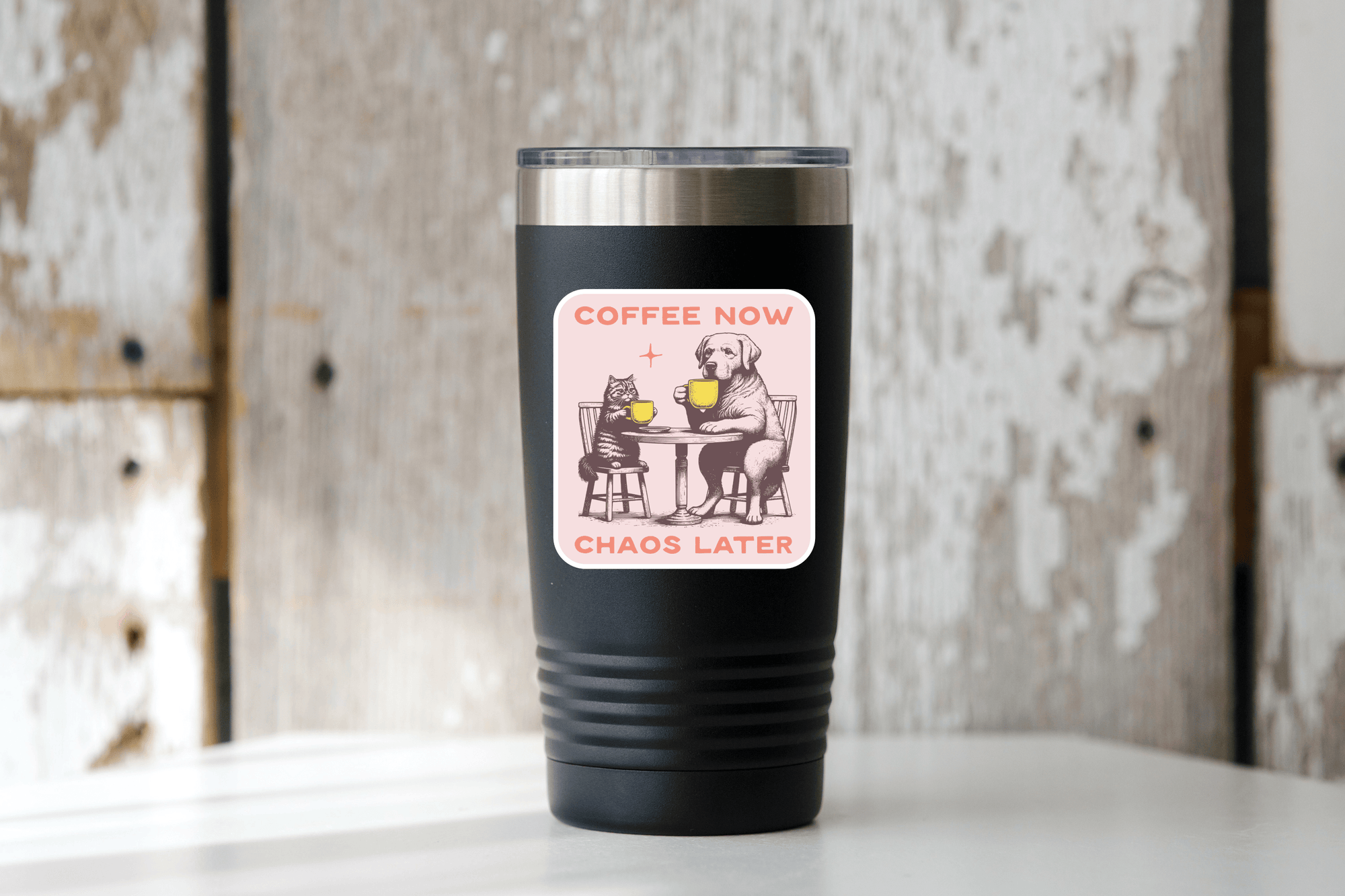 Coffee Now Chaos Later Sticker r