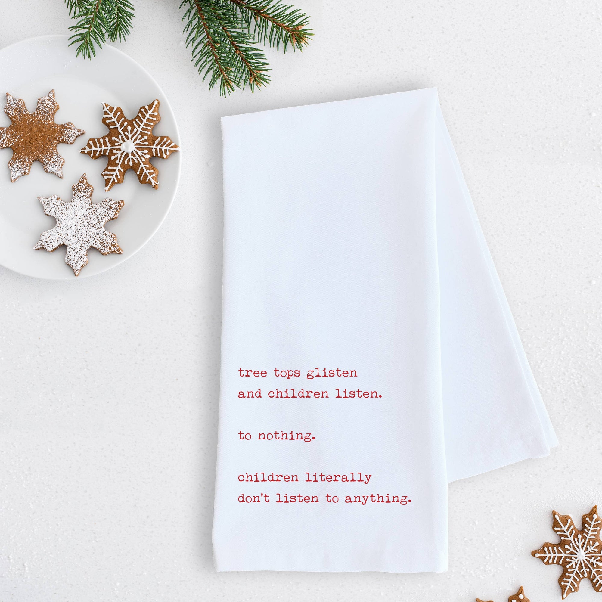 Children Don’t Listen - Tea Towel - Christmas Décor - RED