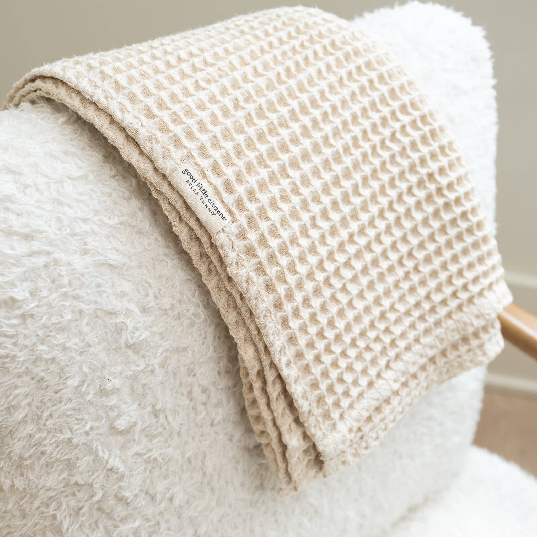 Waffle Baby Blanket Linen - Cream