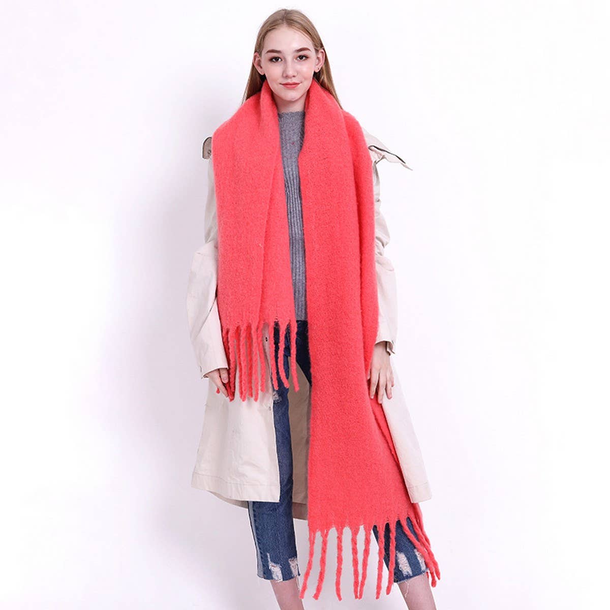 Green Classic Fringe Scarf