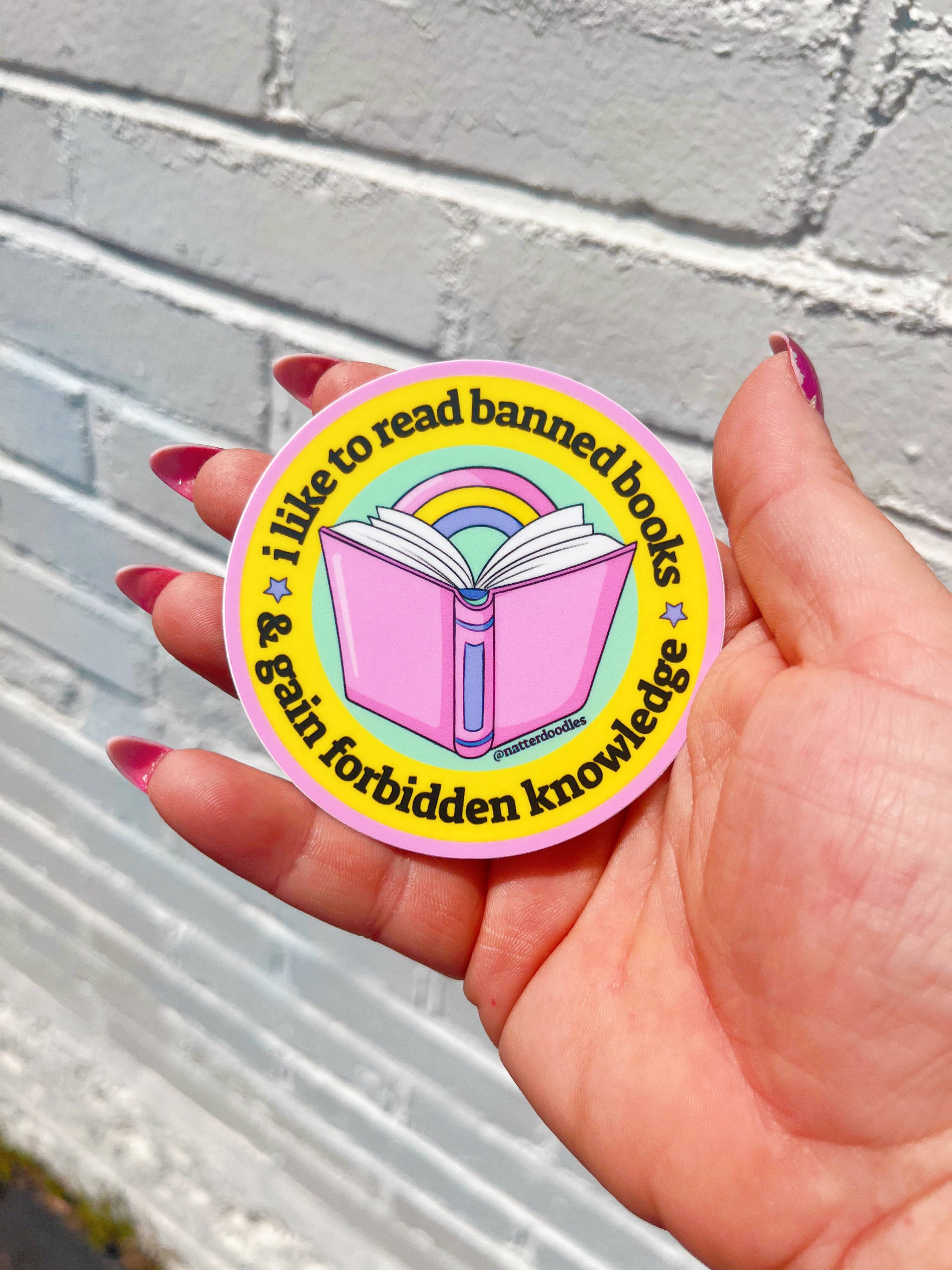 Read Banned Books & Gain Forbidden Knowledge Vinyl Sticker  - Single