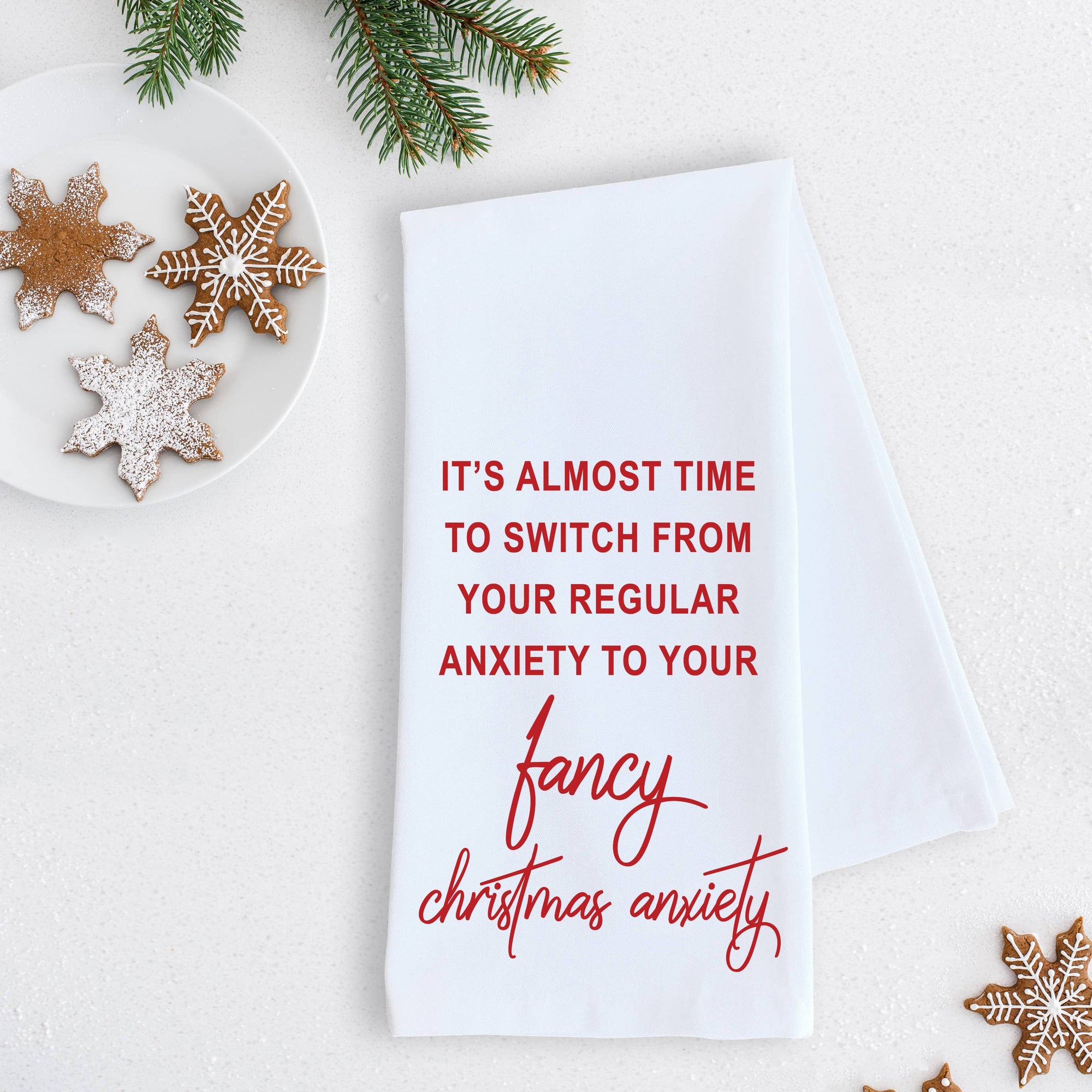 Fancy Christmas Anxiety Tea Towel