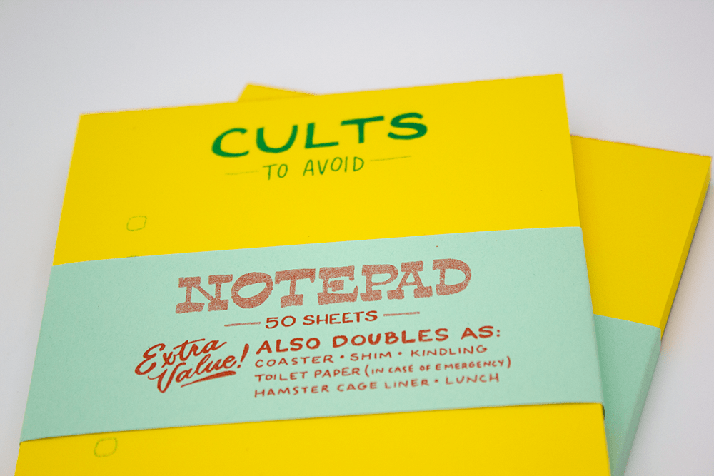 Cults to Avoid Risograph Notepad