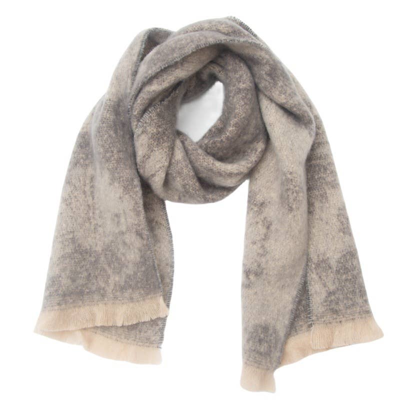 Grey Floral Print Scarf