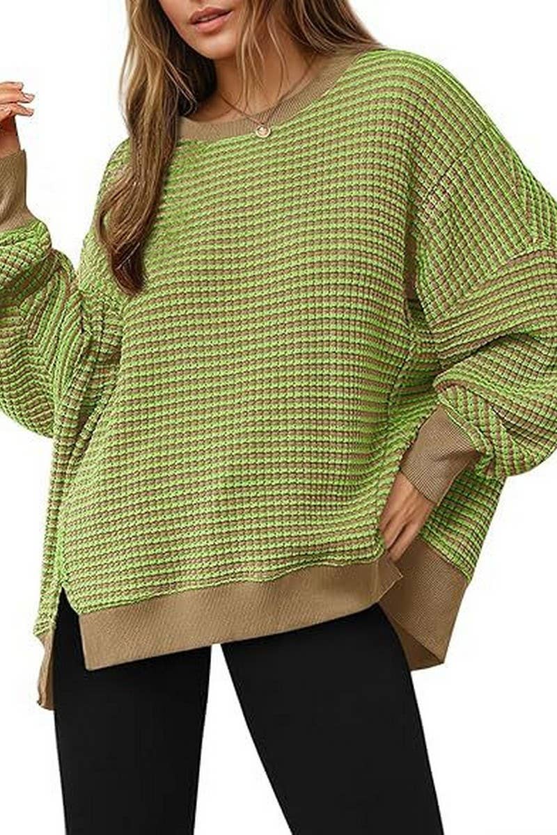 Sea Blue Striped Sweatshirt-XL