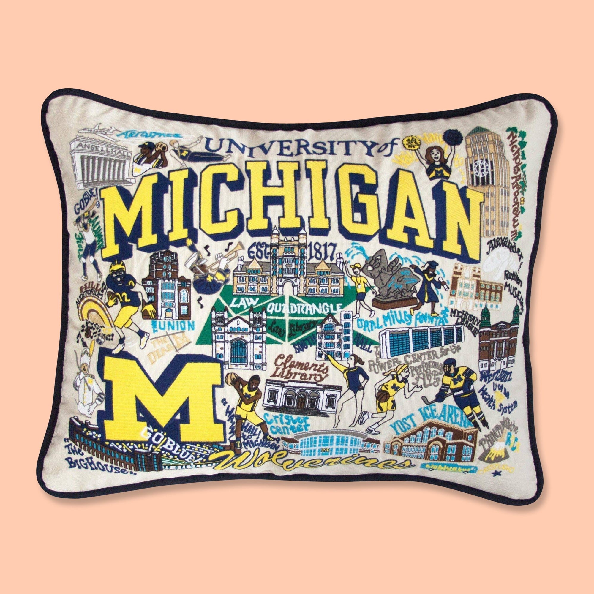 University of Michigan Embroidered Pillow