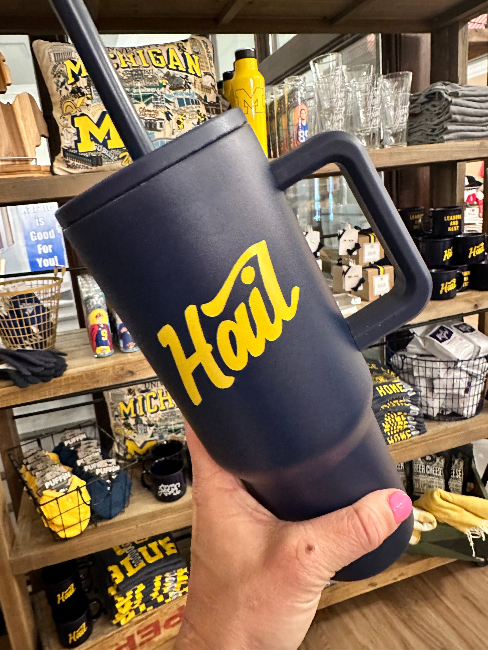 Bold Hail Navy Mega Drink Cup with Straw