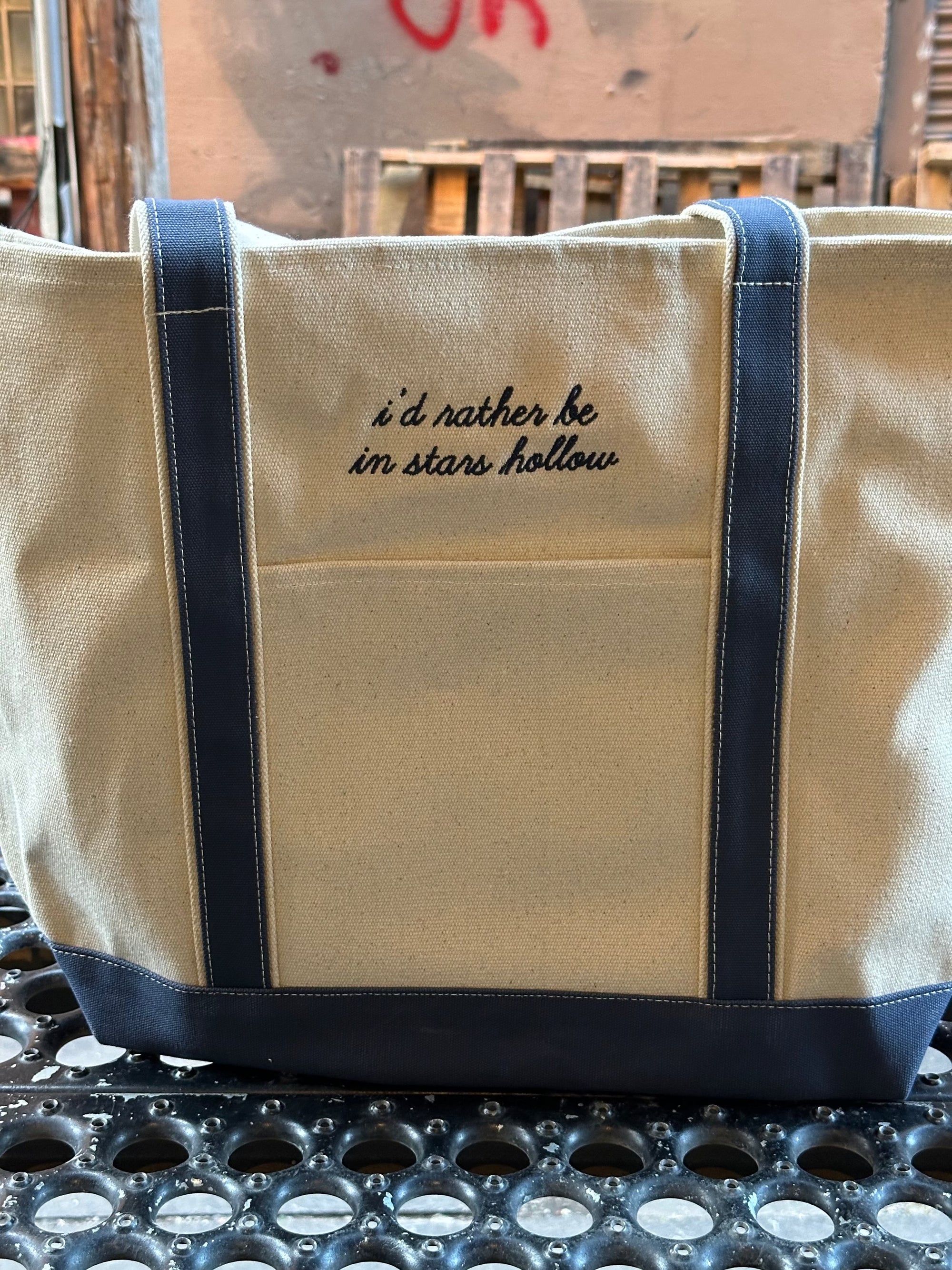 I'd Rather Be in Stars Hollow Navy Boat Tote Bag