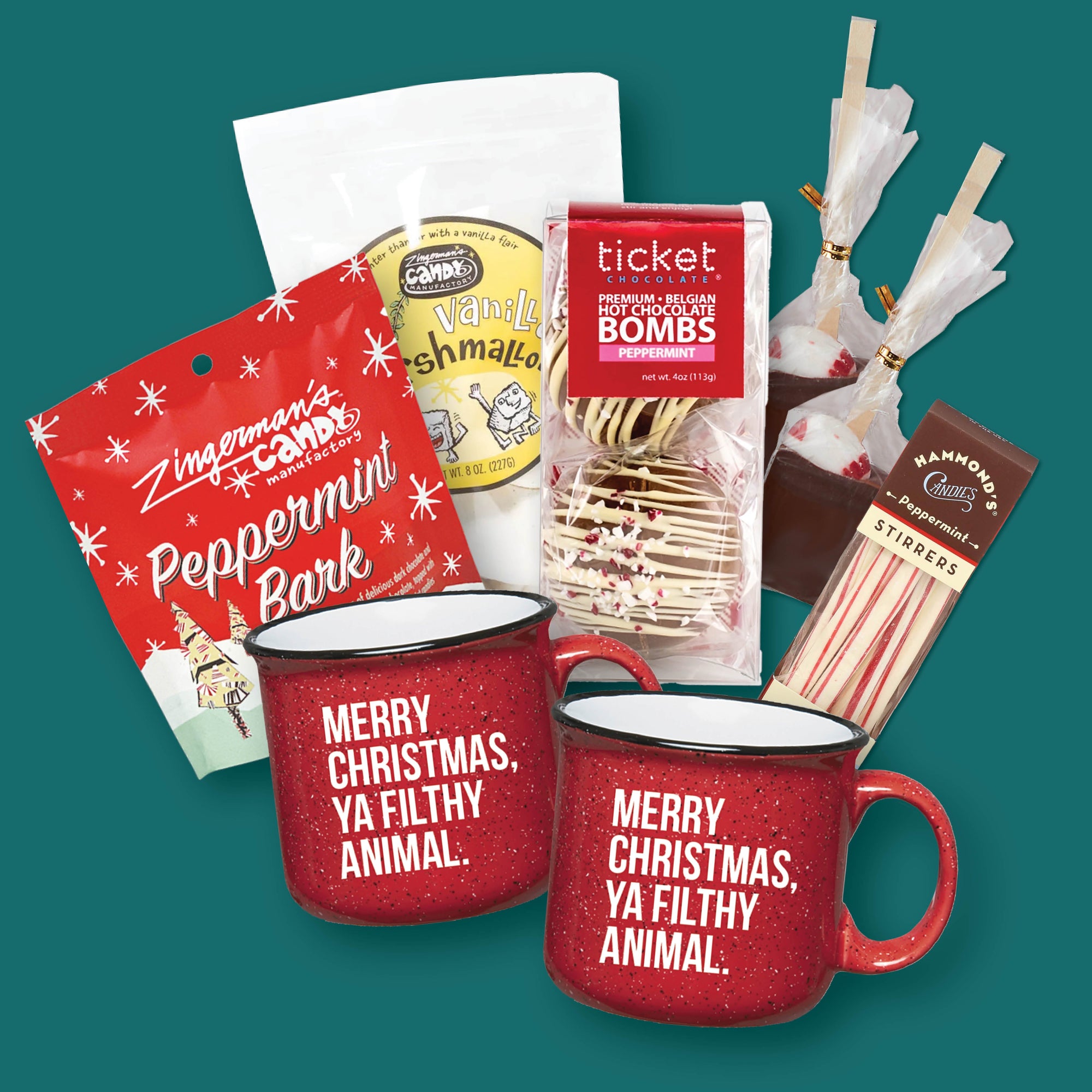 Merry Christmas Ya Filthy Animal Cocoa + Mug Bundle for Two