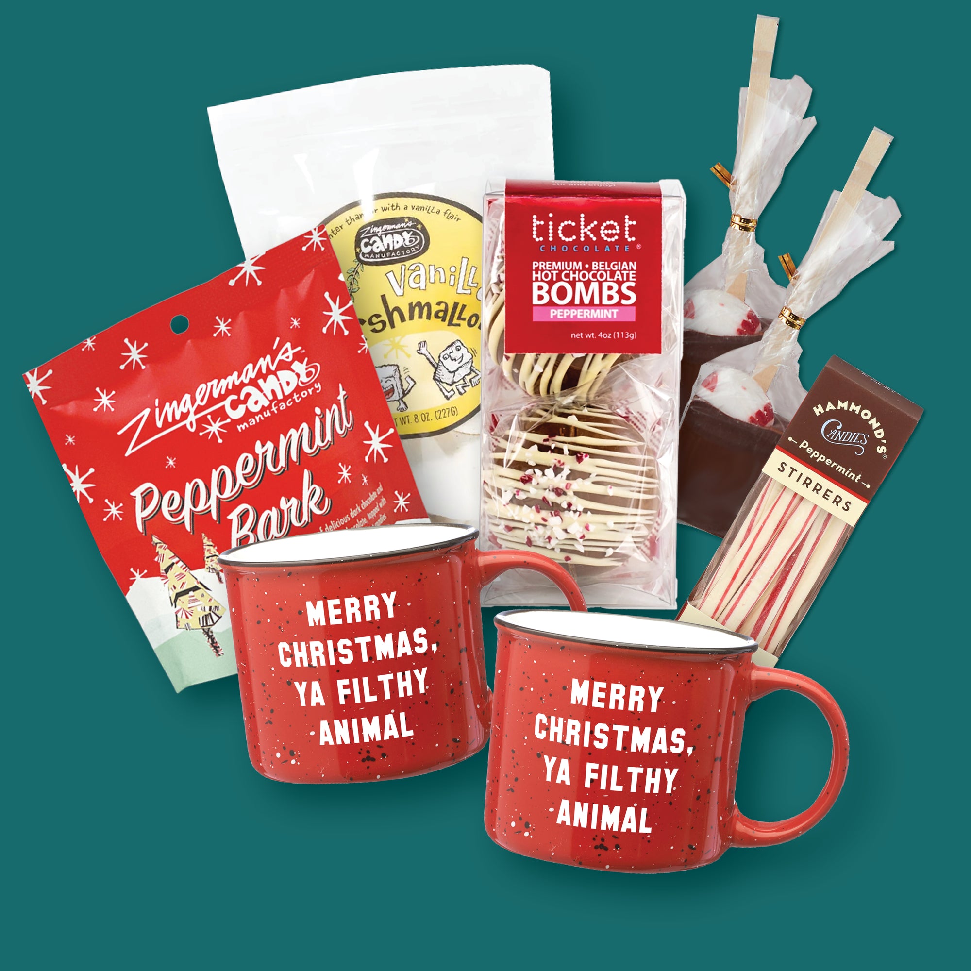 Merry Christmas Ya Filthy Animal Cocoa + Mug Bundle for Two