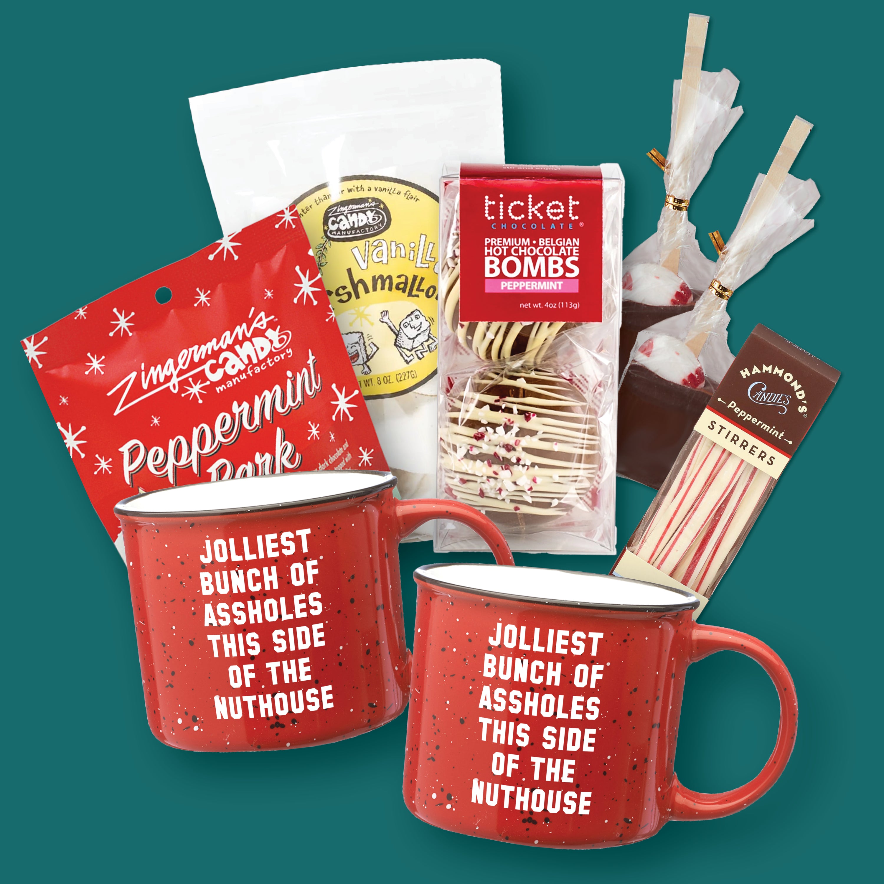 Jolliest Bunch of Assholes Cocoa + Mug Bundle for Two