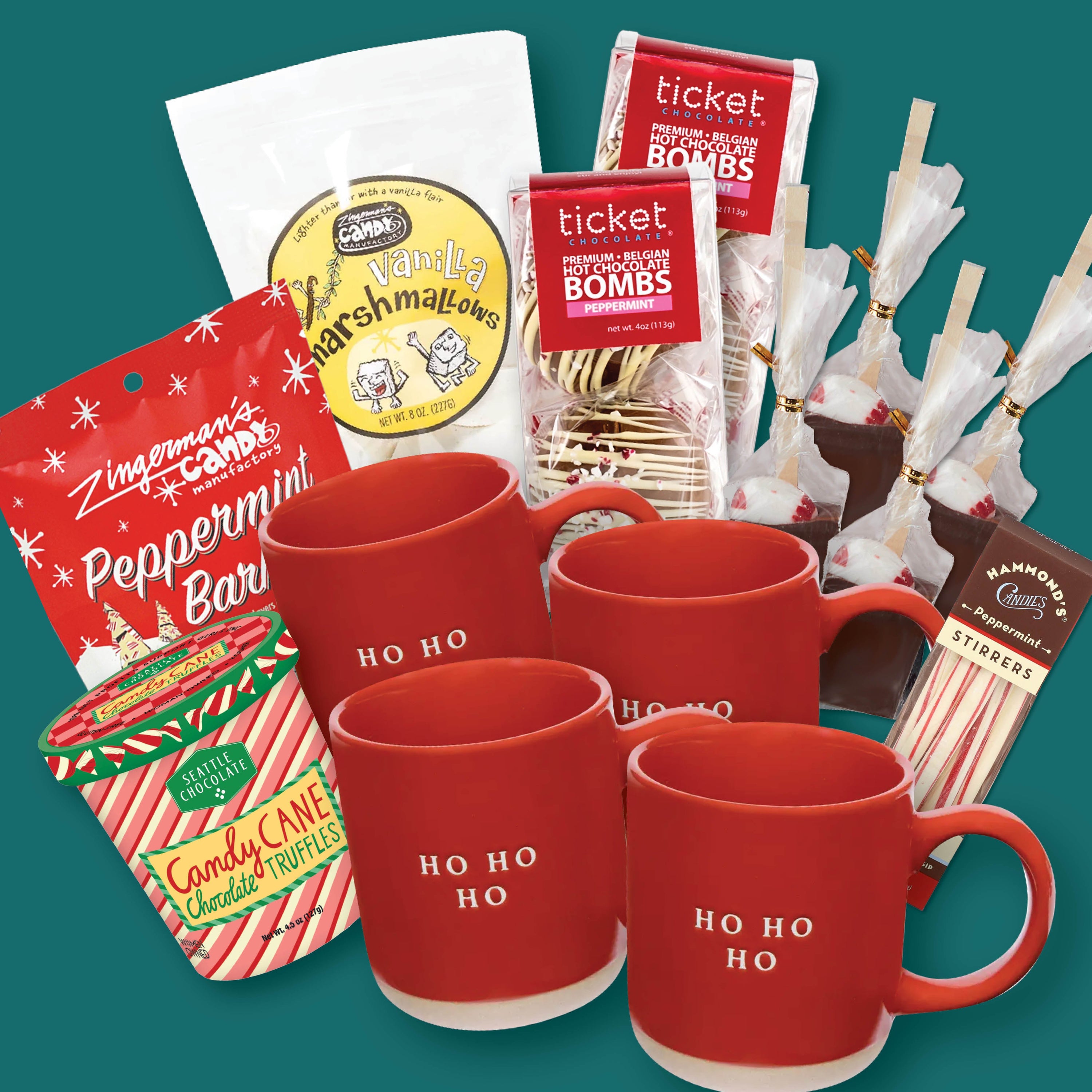 Ho Ho Ho Cocoa + Mug Bundle for Four