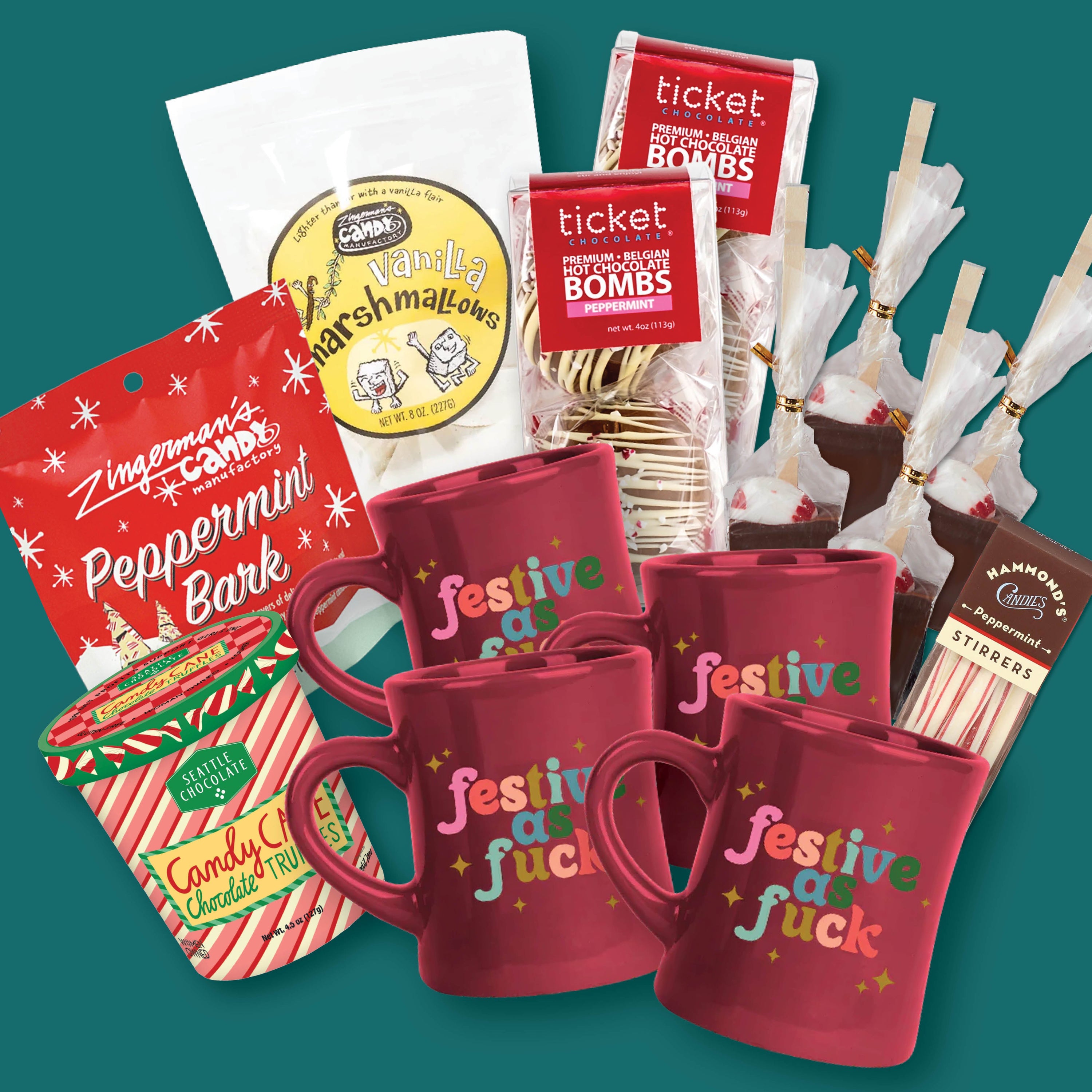 Festive AF Cocoa + Mug Bundle for Four