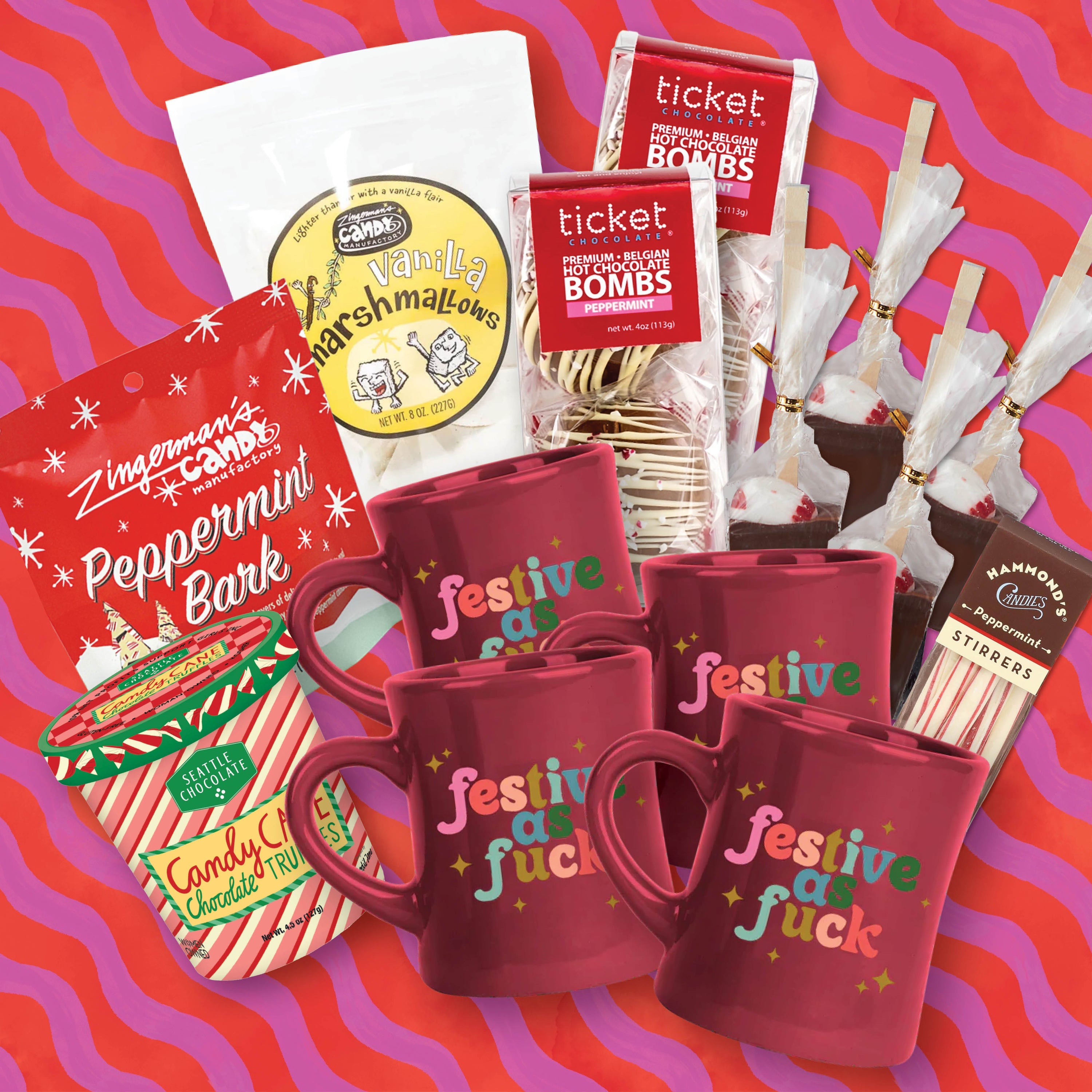 Festive AF Cocoa + Mug Bundle for Four