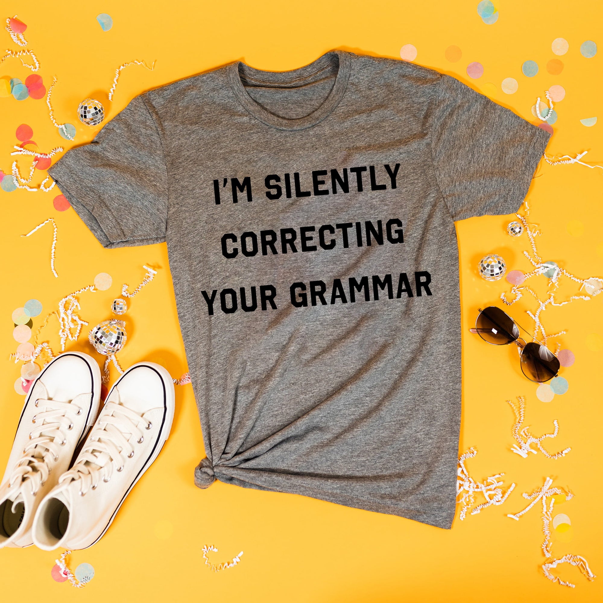 I'm Silently Correcting Your Grammar Heather Grey T-Shirt
