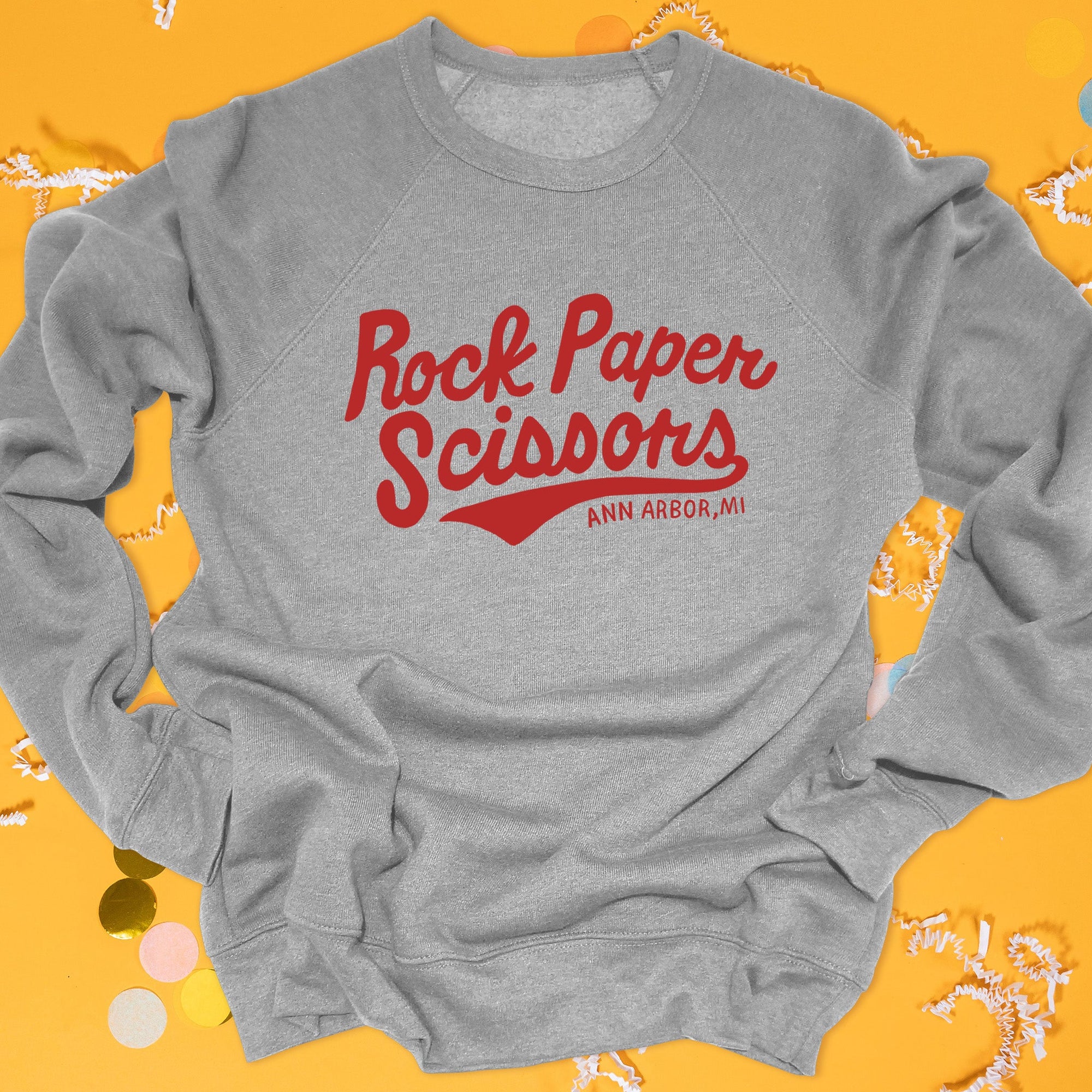 Vintage Rock Paper Scissors Athletic Grey Sweatshirt