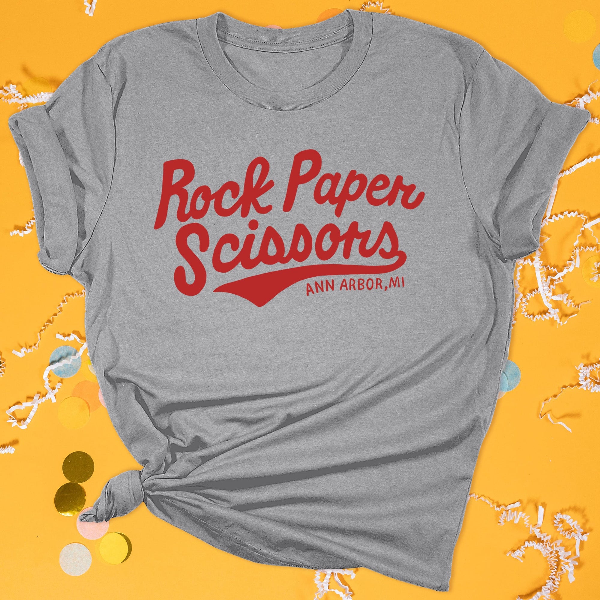 Vintage Rock Paper Scissors athletic grey T-Shirt