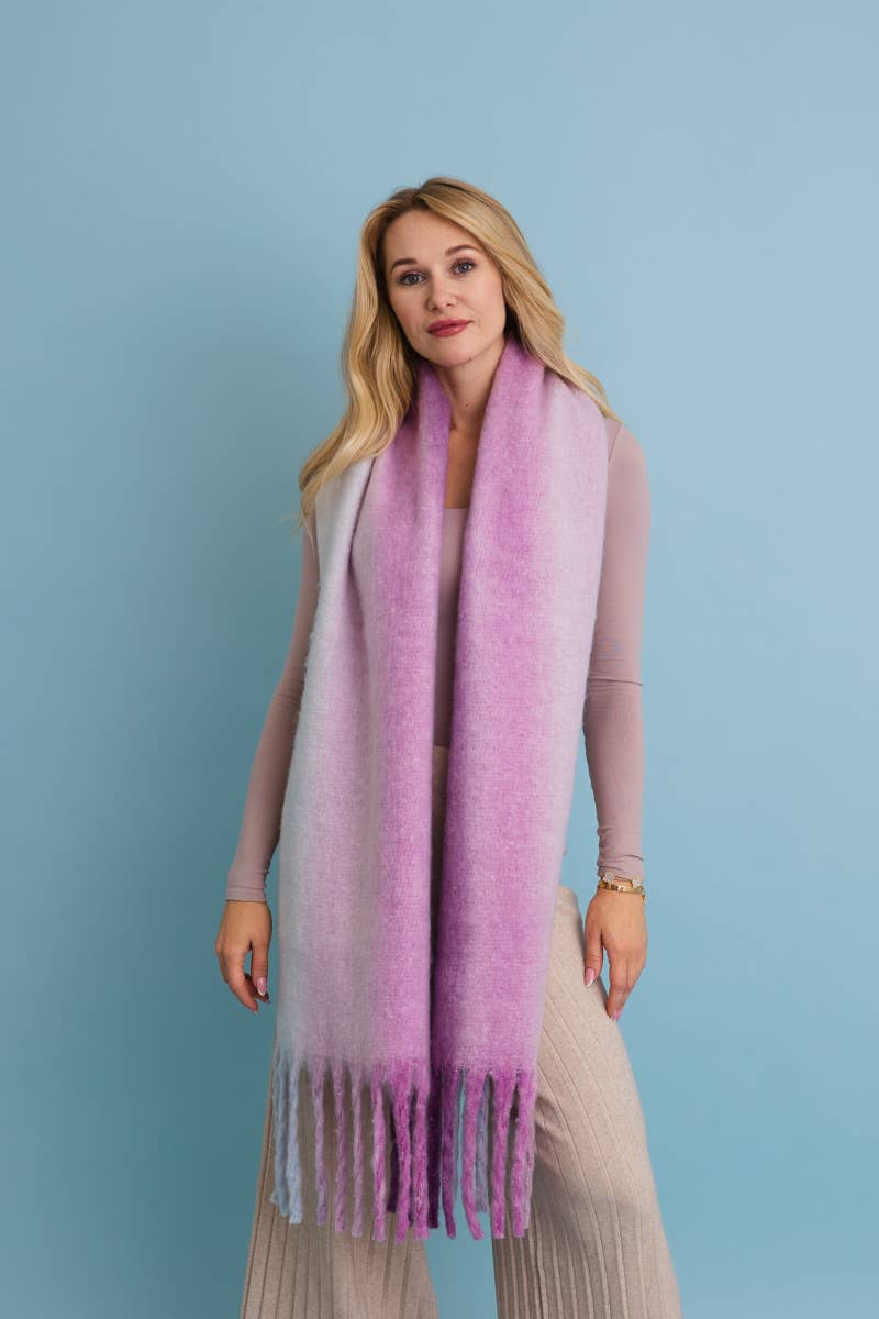 Purple Ombre Fringe Blanket Scarf