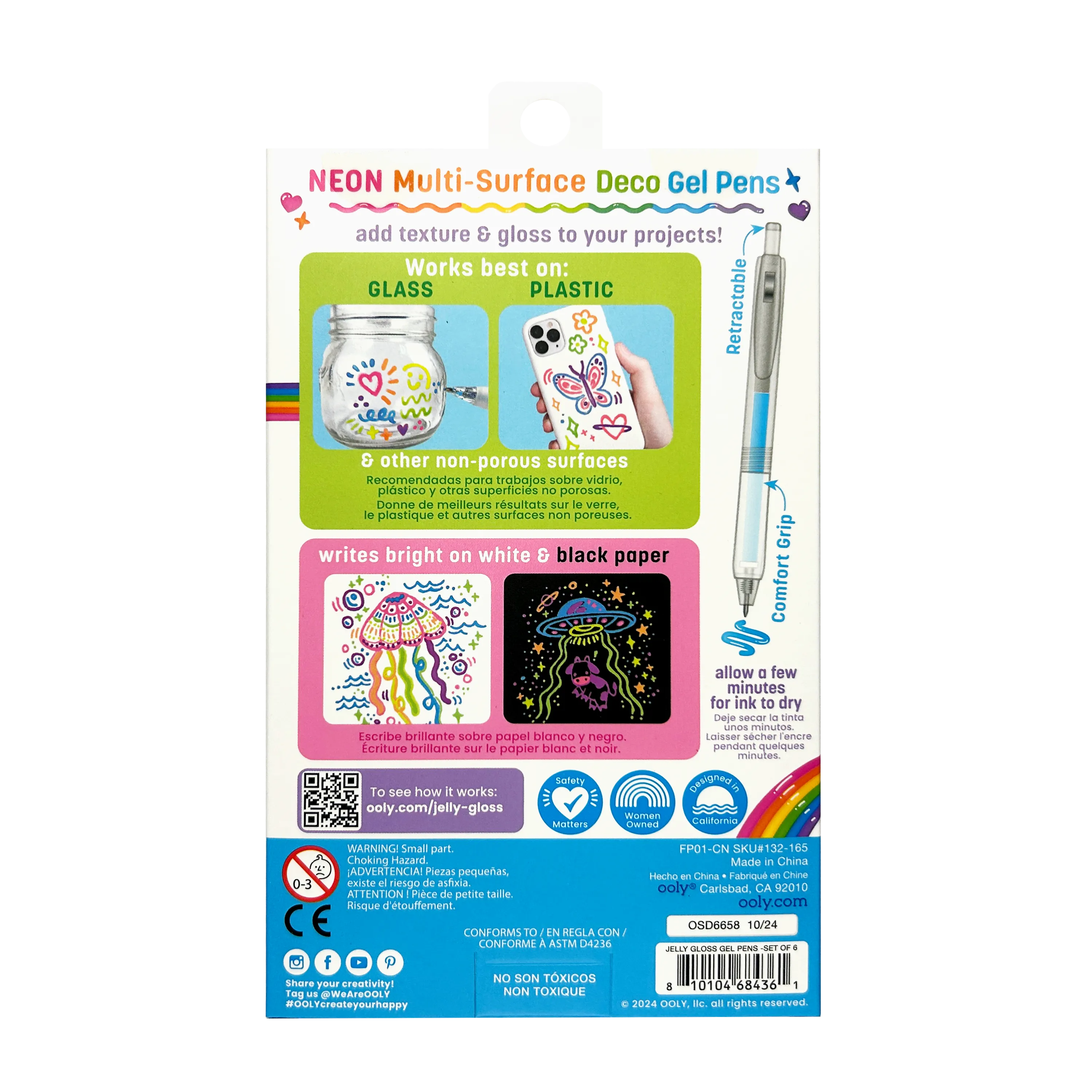 Jelly Gloss: Neon Multi-Surface Deco. Gel Pens (Set of 6)