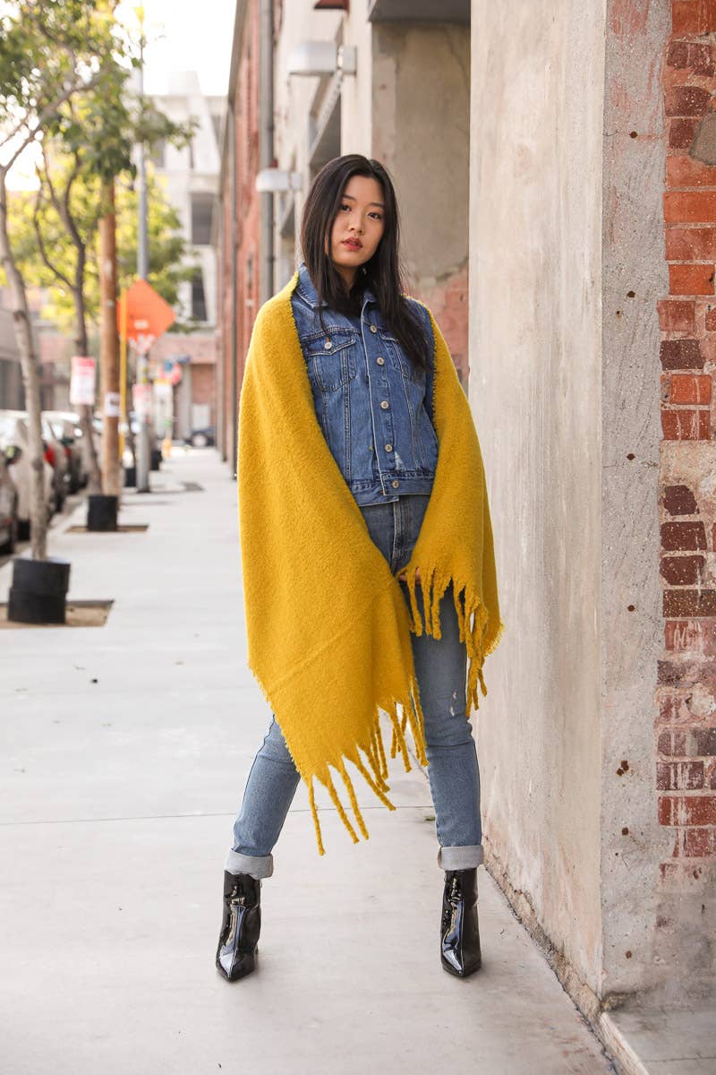 Mustard Mohair Blanket Scarf