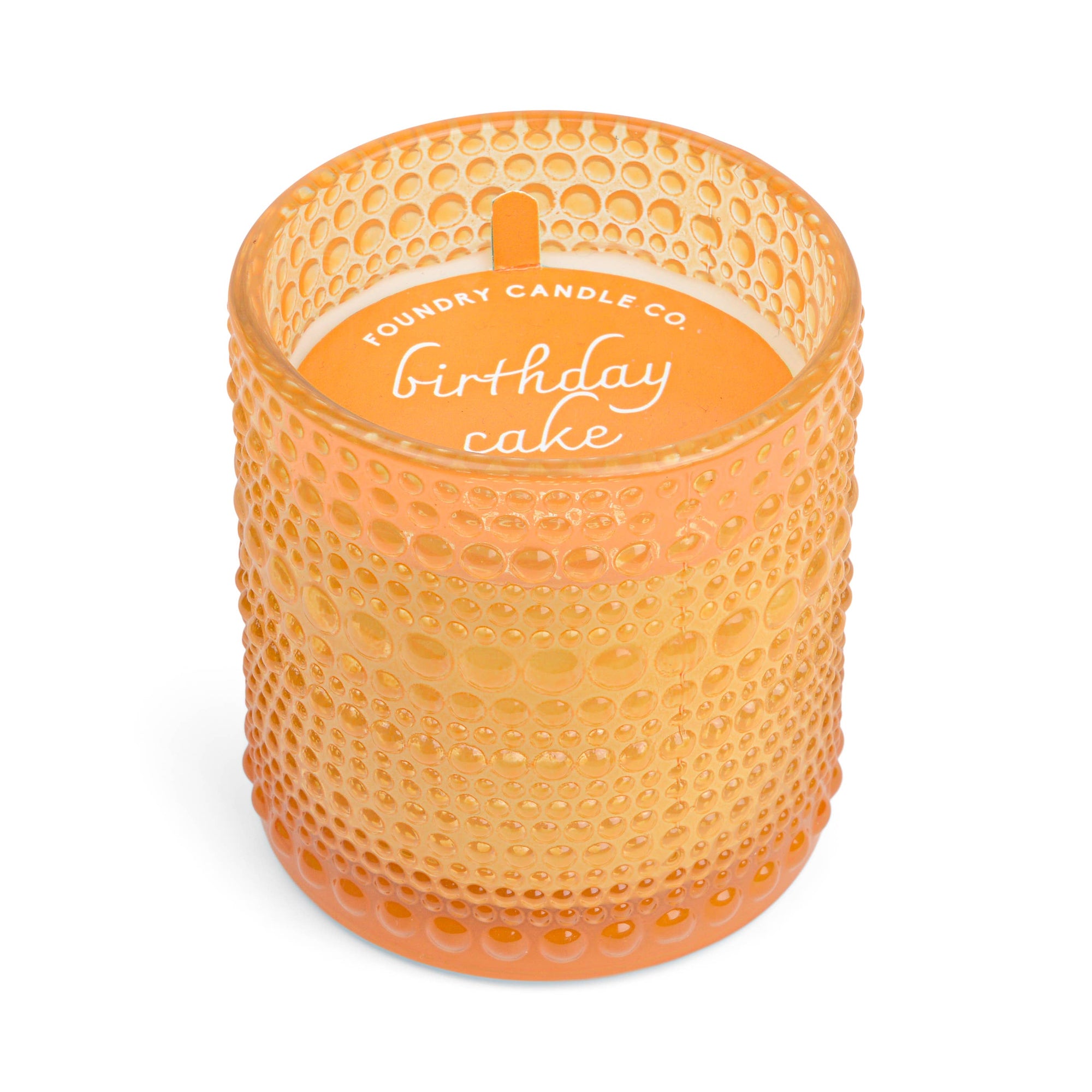 Blood Orange Birthday Cake Textured Glass Candle With Dust Cover: Birthday Cake