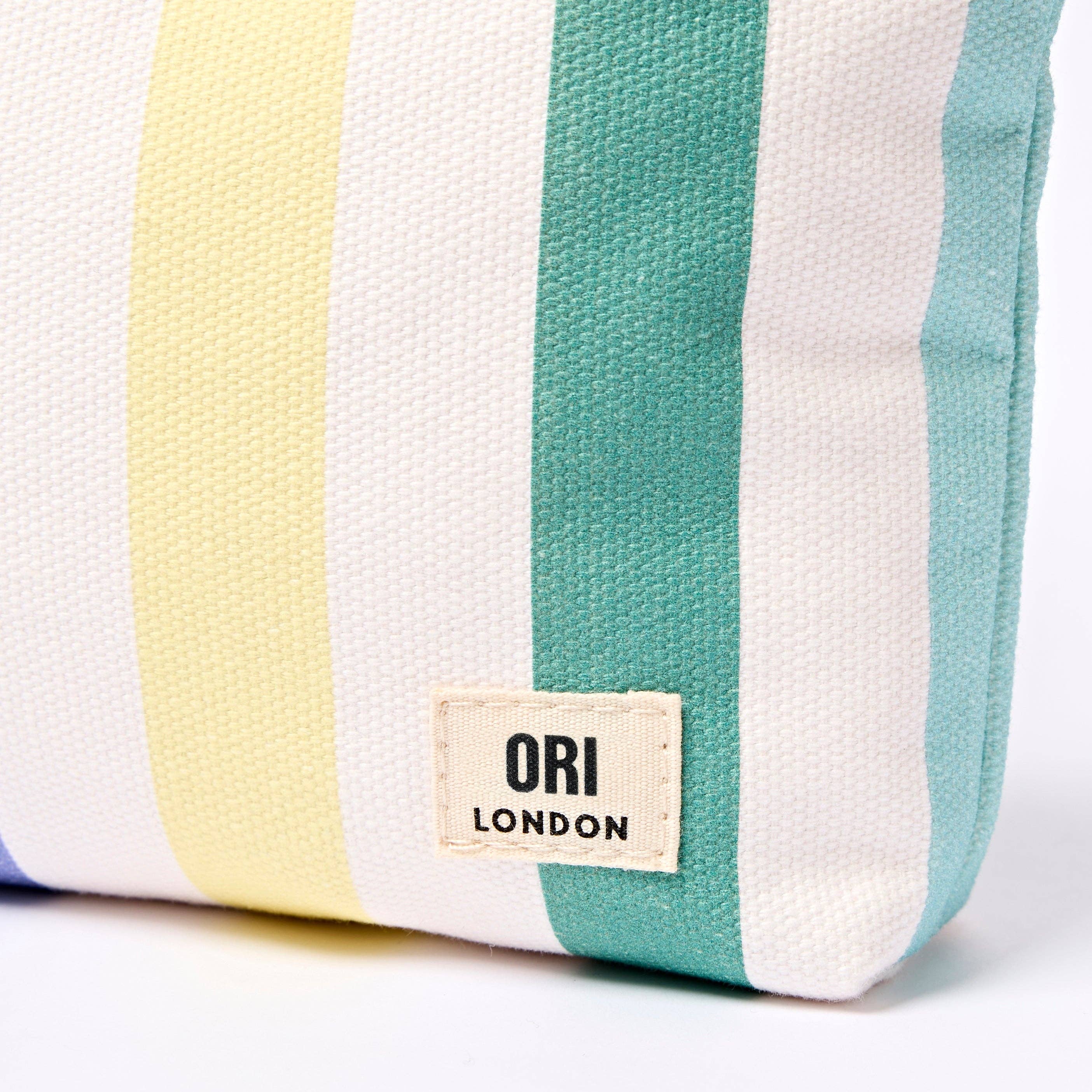 Maida Vale Medium Pouch in Pastel Multi Stripe Cotton Canvas
