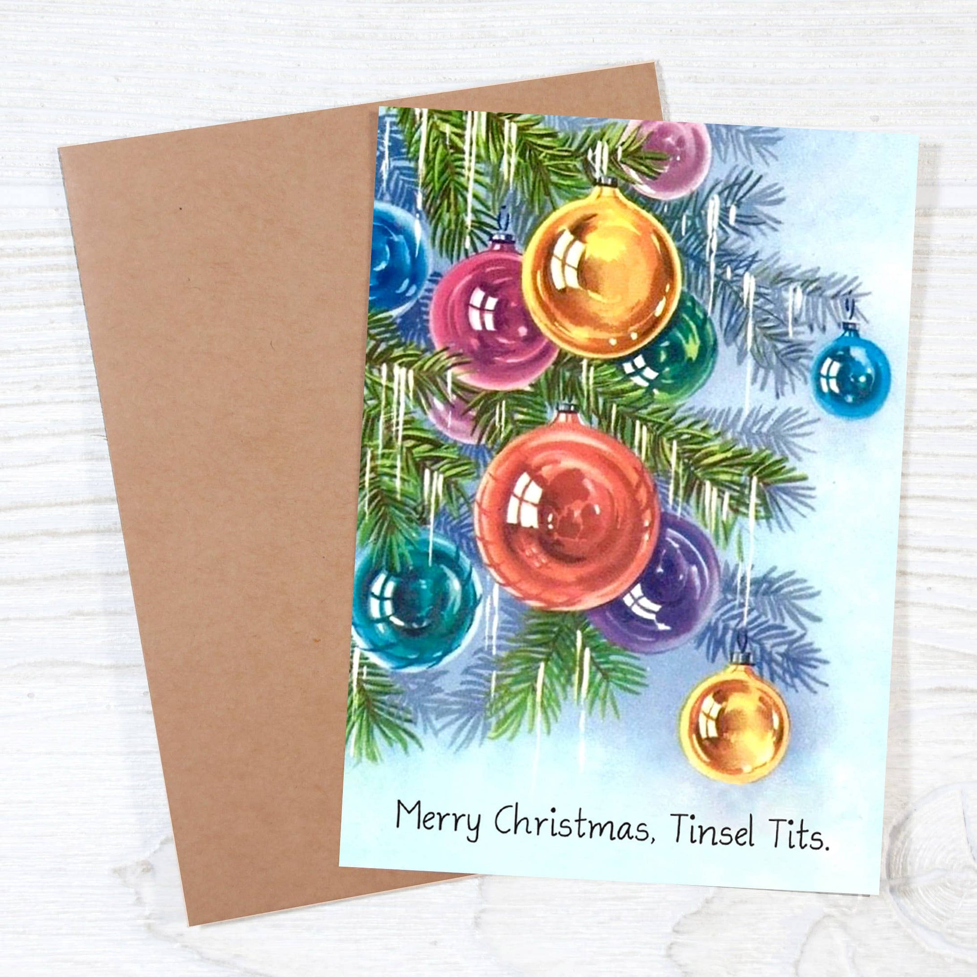 Merry Christmas, Tinsel Tits Holiday Card